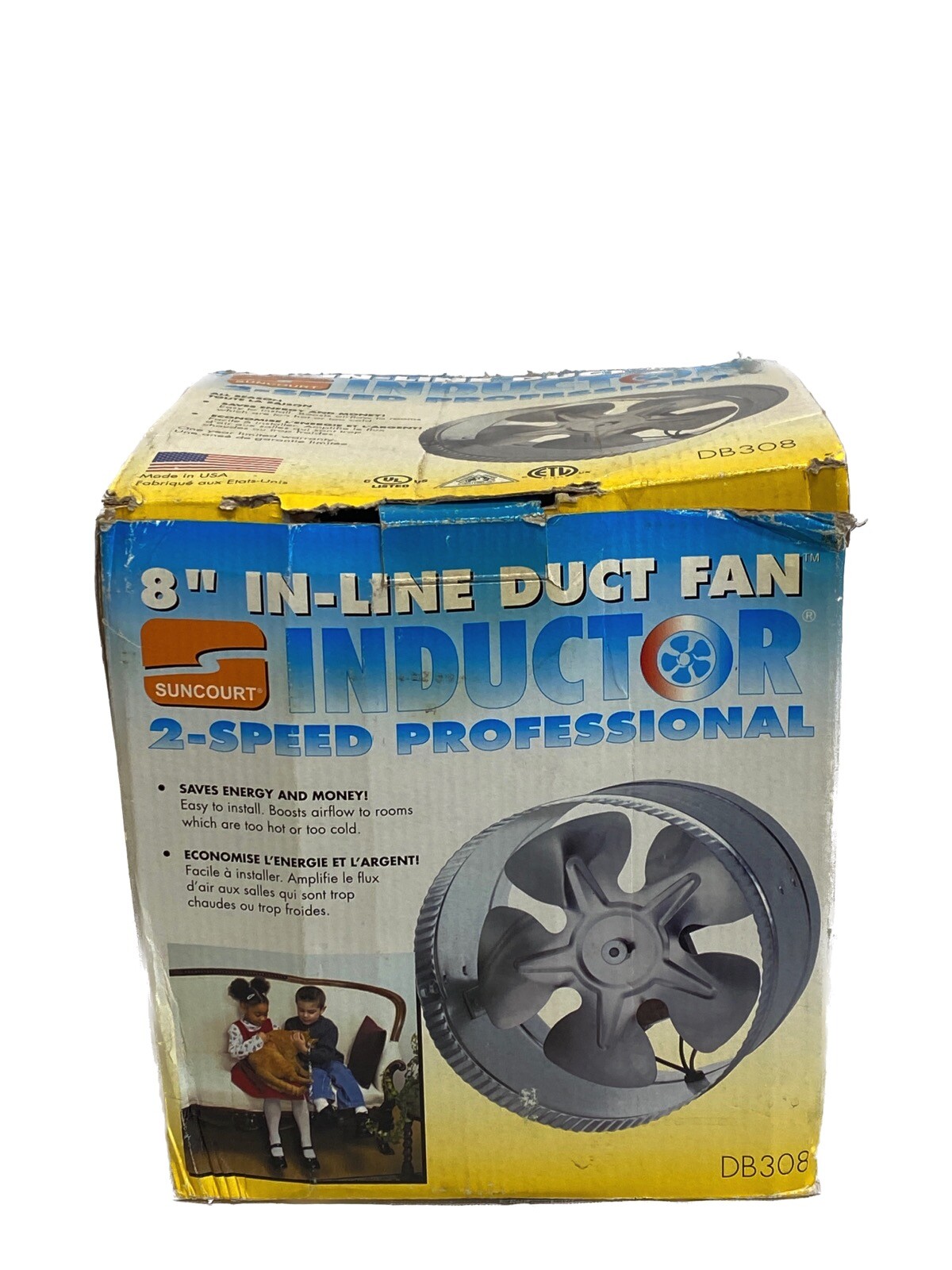 SUNCOURT Inductor 2-Speed Professional 8” In-Line Duct Fan DB308