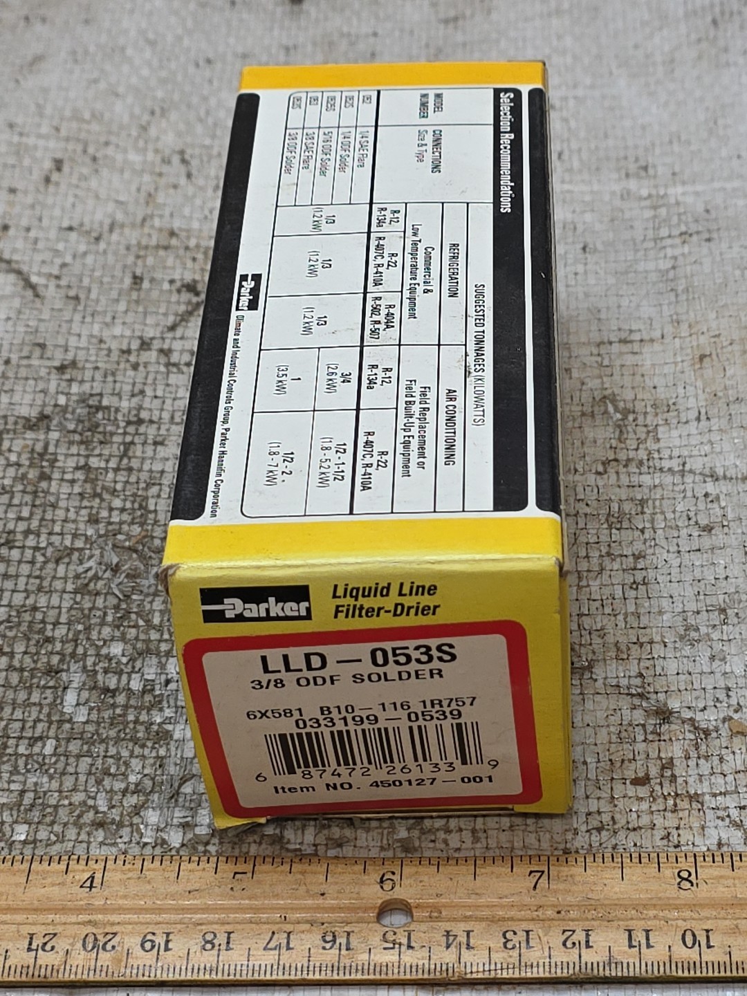 Parker 3/8″ Inch ODF 5 Cu In Solder LLD 053S Liquid Line Filter-Drier NIB