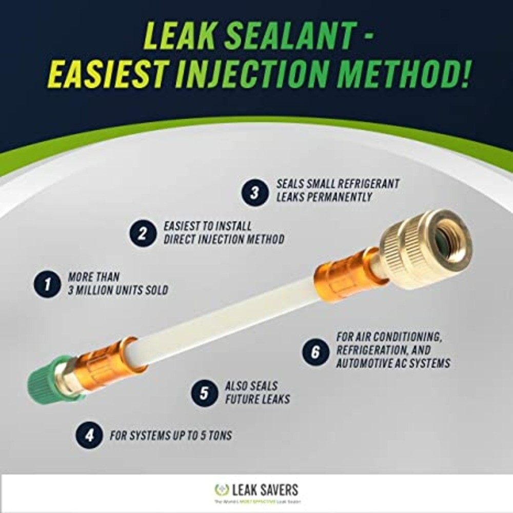 Leak Saver Direct Inject Refrigerant Leak Sealer for HVAC and Automotive Systems