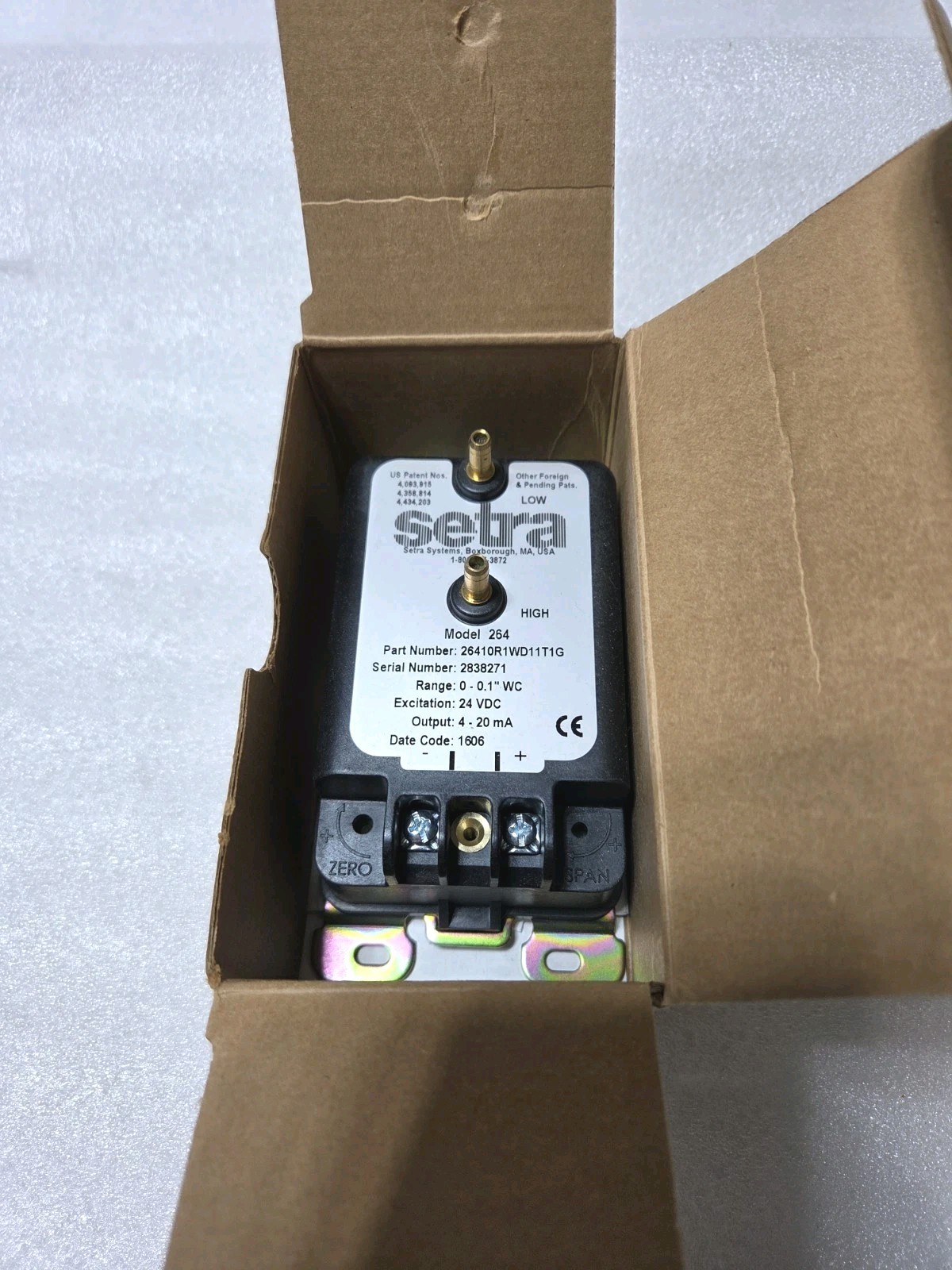Setra 26410R1WD11T1G Differential Pressure Transducer, Model 264, N£W