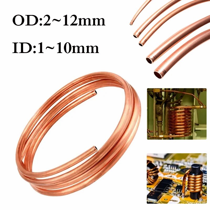 1M Soft Copper Tube Coil 2-12mm OD T2 Pipe Air Conditioning Refrigeration Tubing