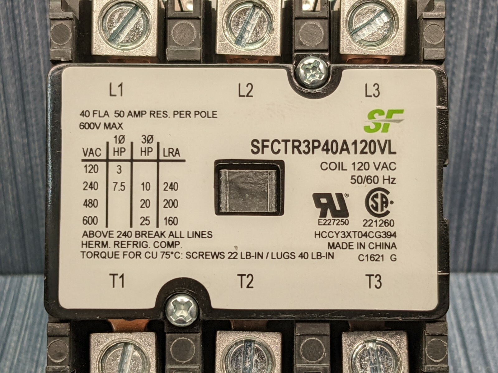 OEM American Standard Trane Contactor CTR02578 CTR-2578 Replacement 3P 40A 120V
