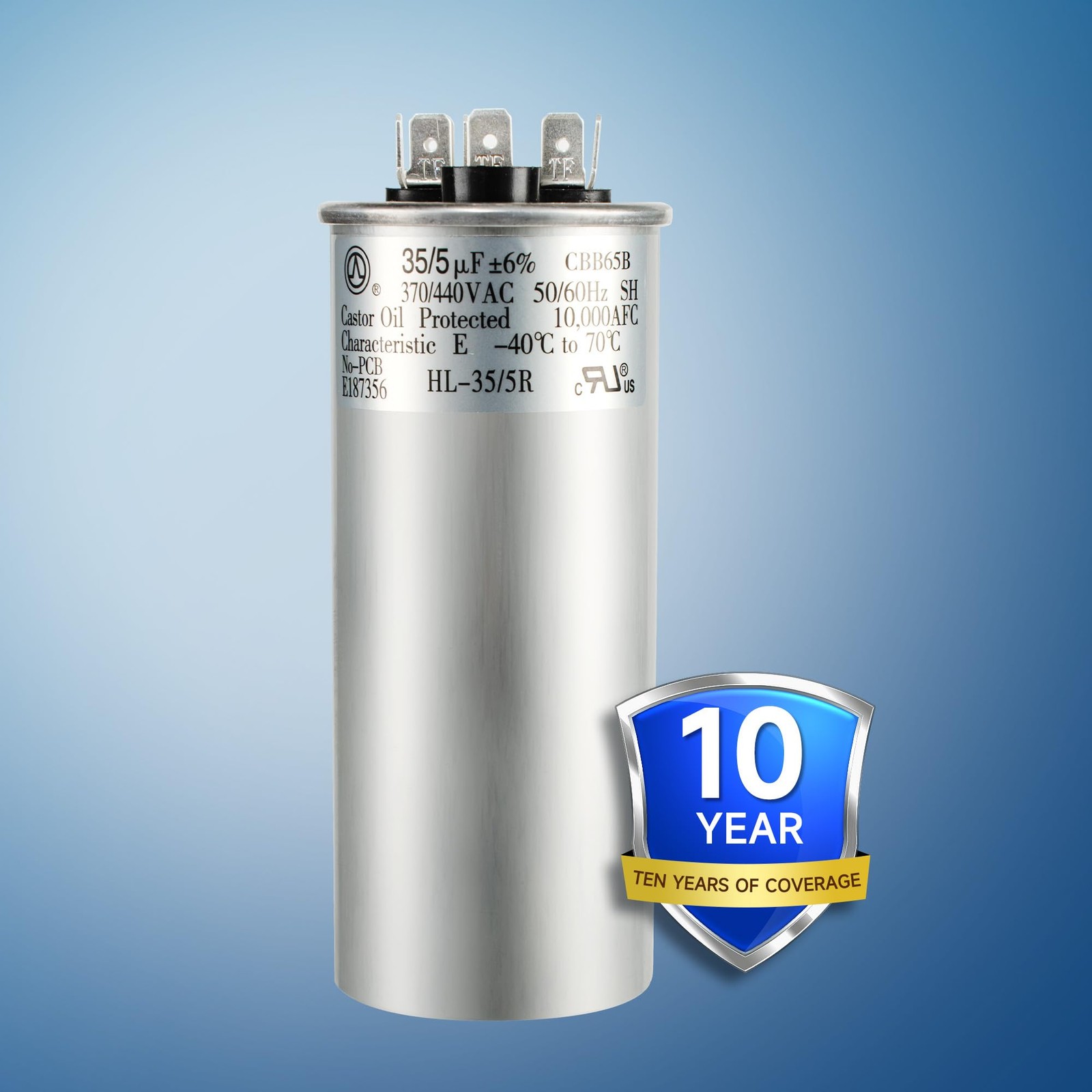 35+5 uF 35/5 MFD ±6% 370V/440VAC CBB65 Dual Run Circular Start Capacitor for Hea