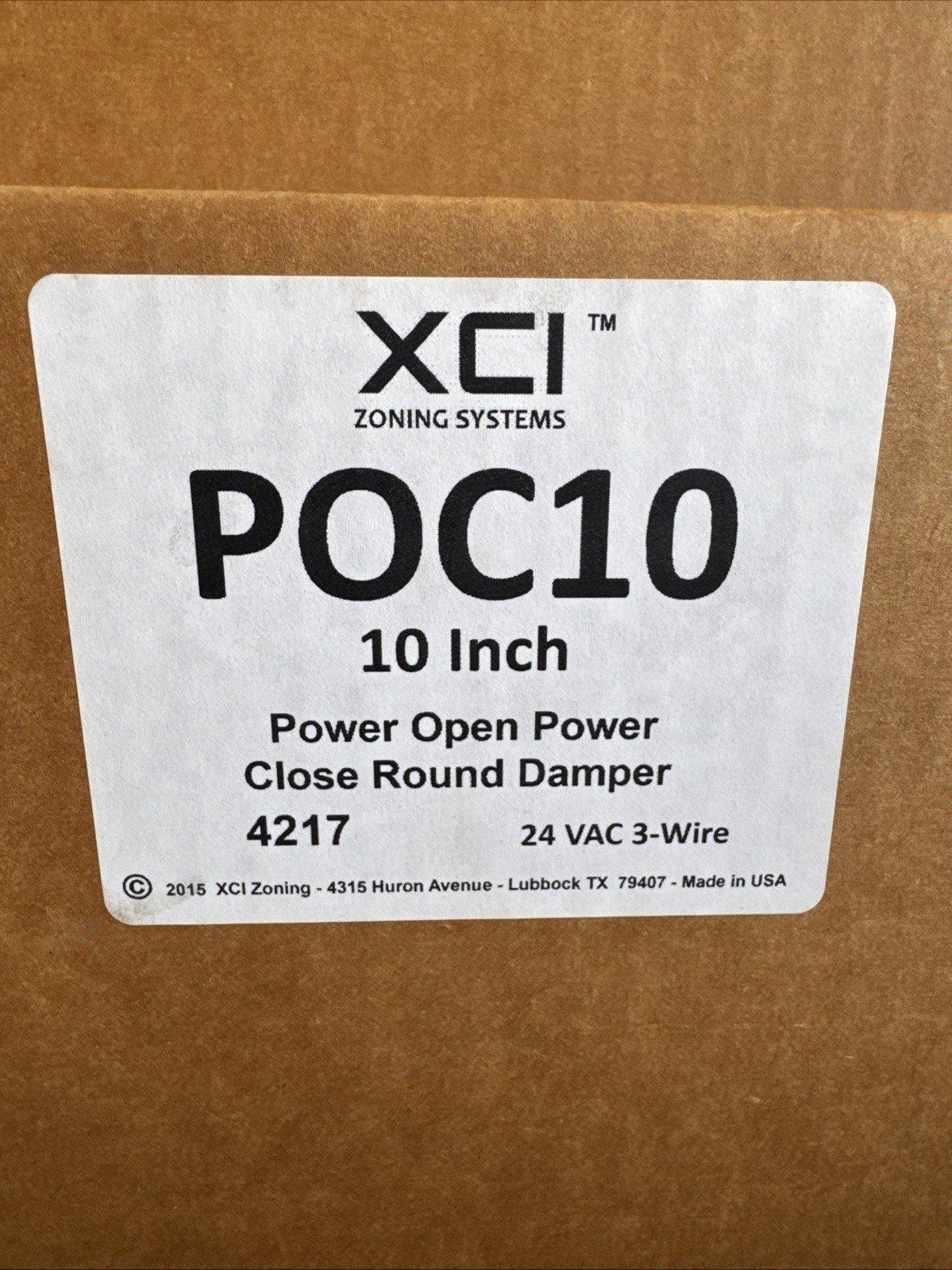 XCI POC10 10″ Zone Damper, Metal Brand New.