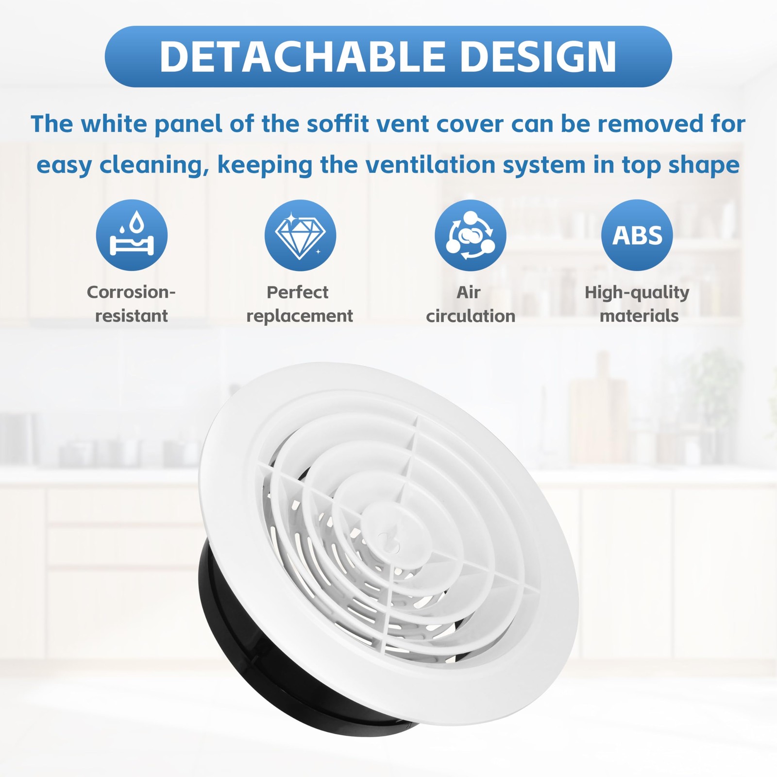 Round Air Vent Cover, 6 Inch Adjustable, ABS Ceiling 6 rotate 1pack