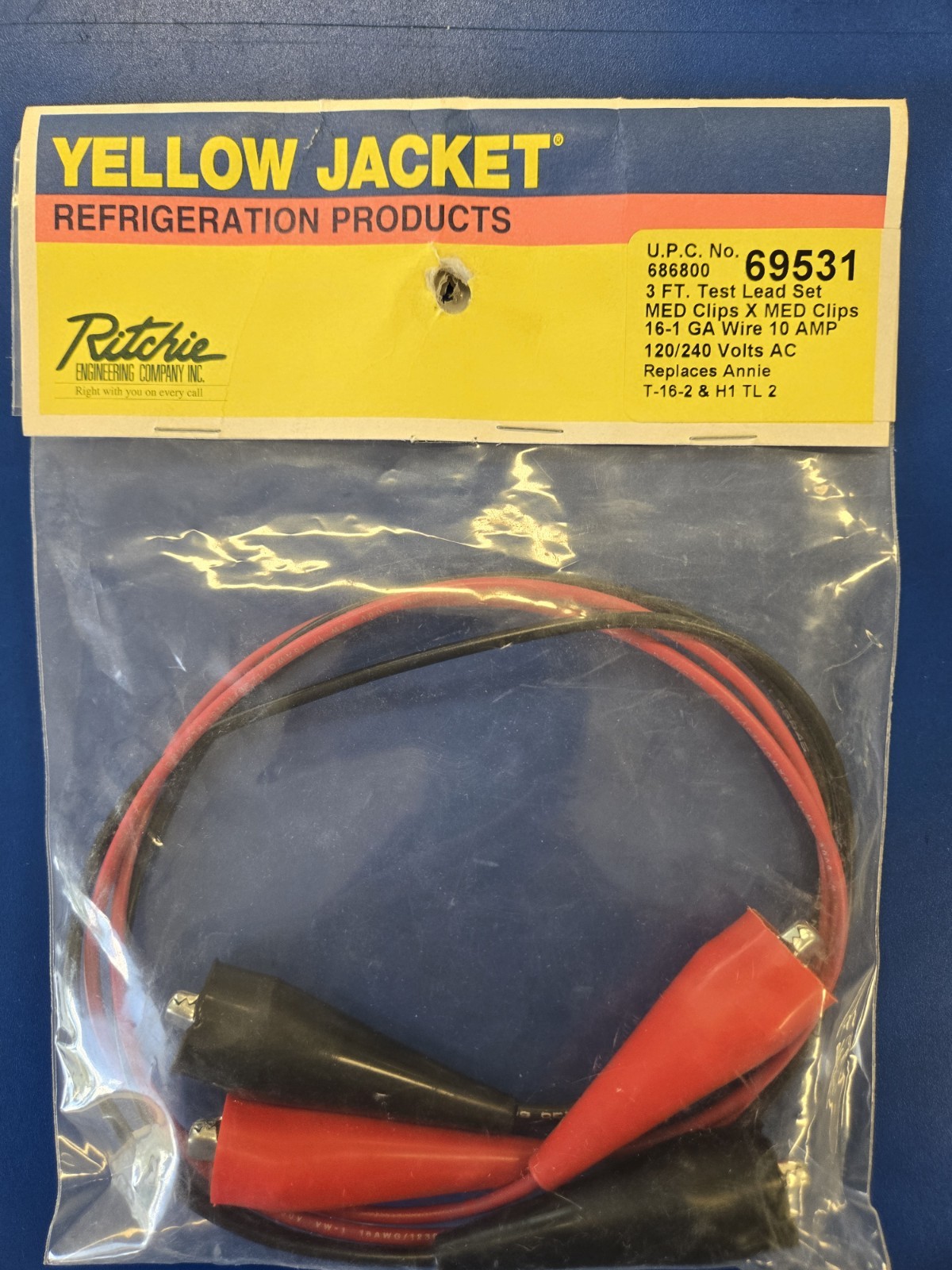 YELLOW JACKET -69531 – 3′ TEST LEAD SET – MED CLIPS X MED CLIPS