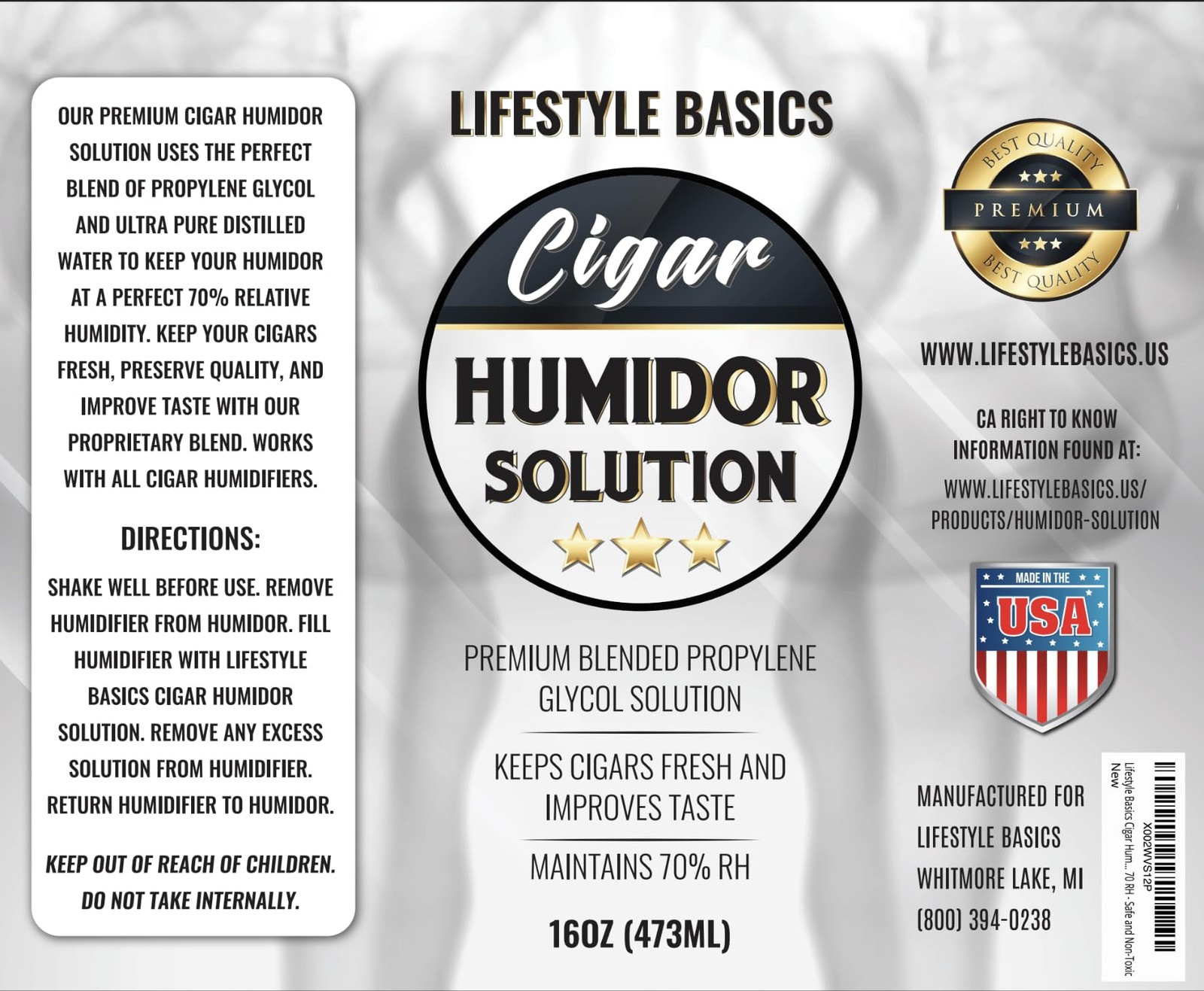 Cigar Humidor Solution 16 oz (473 ml) – 16 fl oz, Black,white,yellow