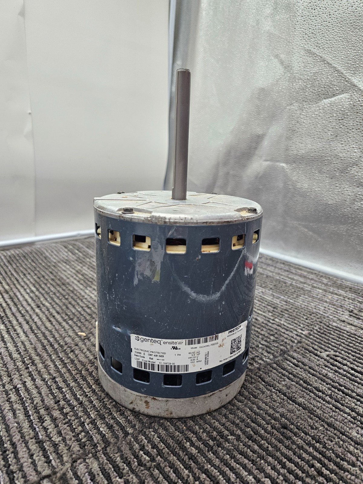Genteq 51-108729-00 Class B Blower Motor 1 PH 60/50Hz 3/4 HP 208-230V 6.00A