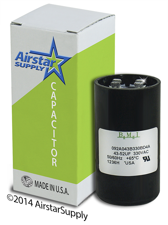 43 – 52 uF x 330 VAC BMI # 092A043B330BD4A Motor Start Capacitor USA