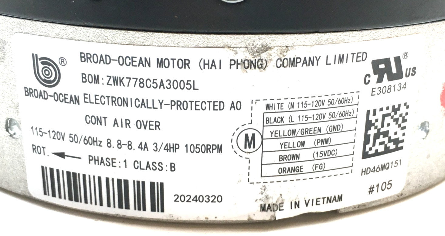 BROAD-OCEAN ZWK778C5A3005L Module ONLY HD46MQ151 115/120V 3/4HP used #W975