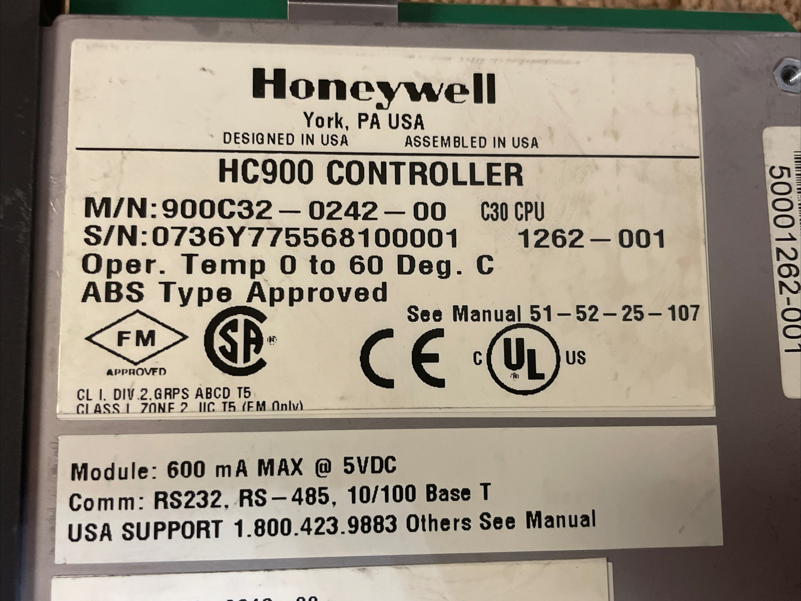 Refurbish HONEYWELL HC900 Controller, M/N: 900C32-0242-00