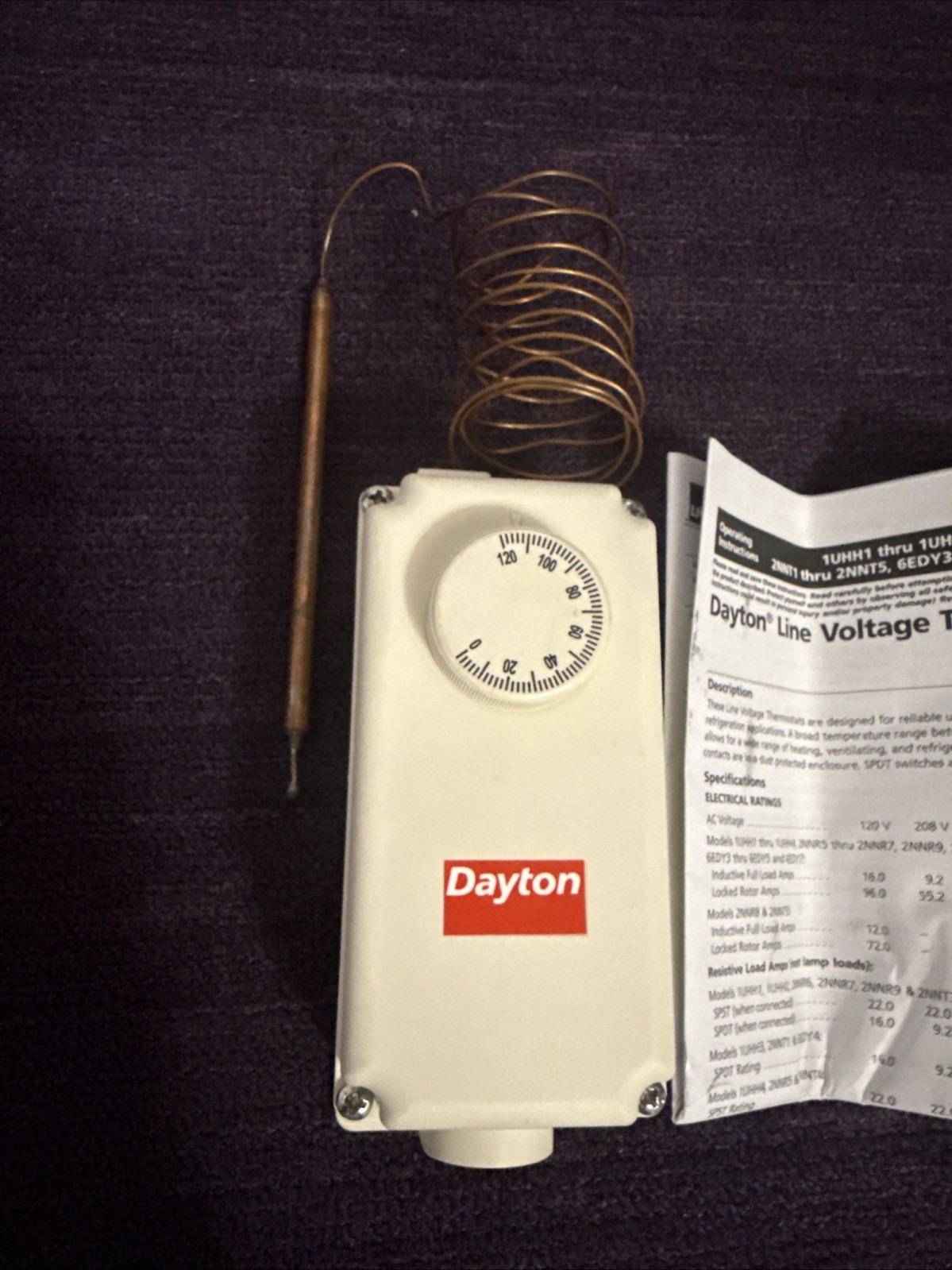 Dayton 2NNR6 Mechanical Thermostat 120/208/240v- New In The Box