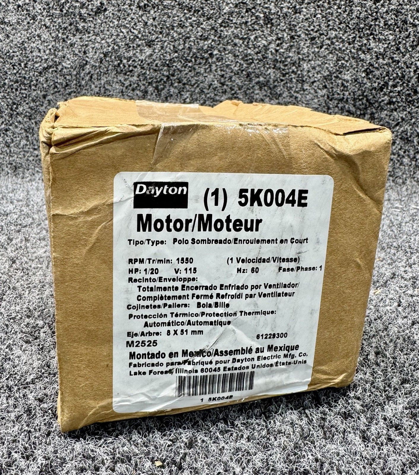 DAYTON 71631616M HVAC Motor 115V, TEFC, 1/20 hp, 1550 rpm, 5K004