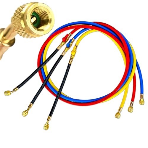 Yellow Jacket 29986 Plus II 72″ Charging Hose 3 Pack Compact Ball Valve 1/4″ RYB