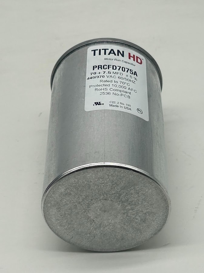 TITAN HD 70 + 7.5 MFD Dual Voltage Round Run Capacitor (440V/370V)