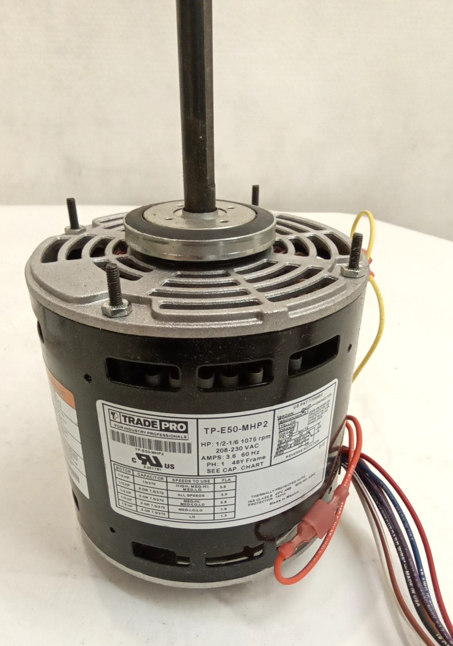 TradePro TP-E50-MHP2 Evaporator Motor 1/2-1/6HP 1075 Rpm 208-230VAC 3.6A 3-Speed
