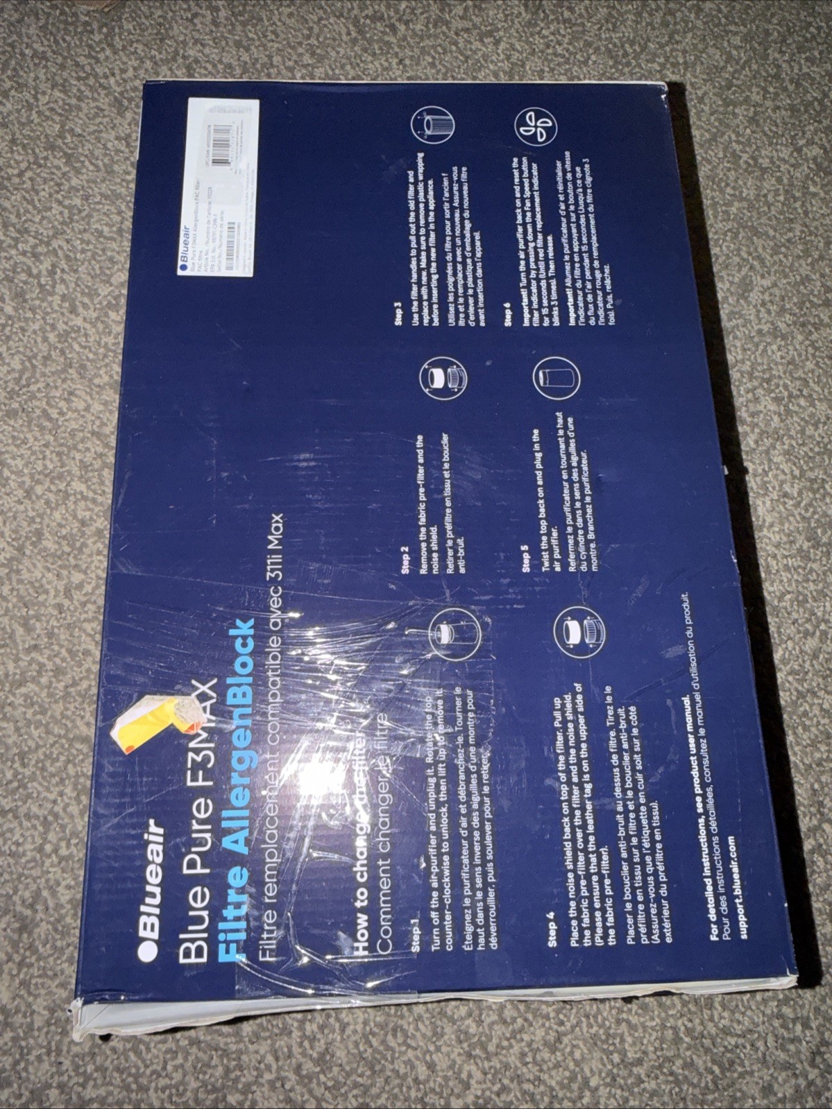 New Blueair Blue Pure F3MAX Allergen Block Filter for 311i Max Genuine OEM