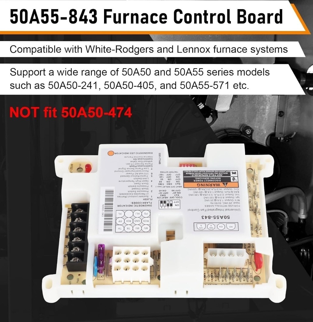 50A55-843 Furnace Control Circuit Board Replacement for White Rodgers