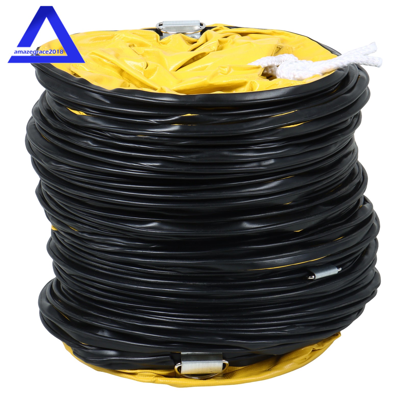 PVC Flexible Duct Hose for Ventilator Blower Fan w/ Rope & D-Ring 8″ × 25FT