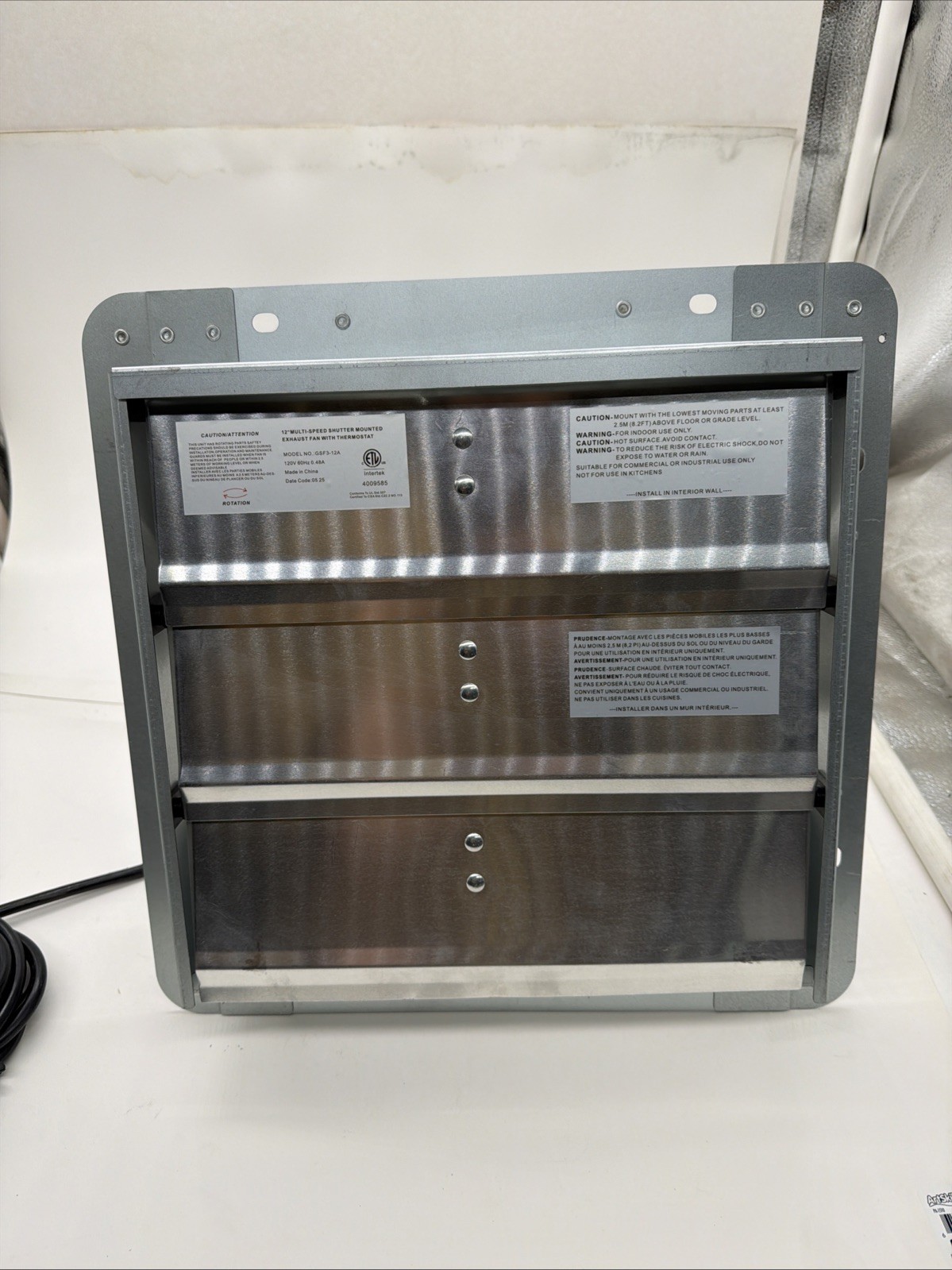 Canarm GSF3-10A Shutter Fan, 10In Blade, 720 CFM