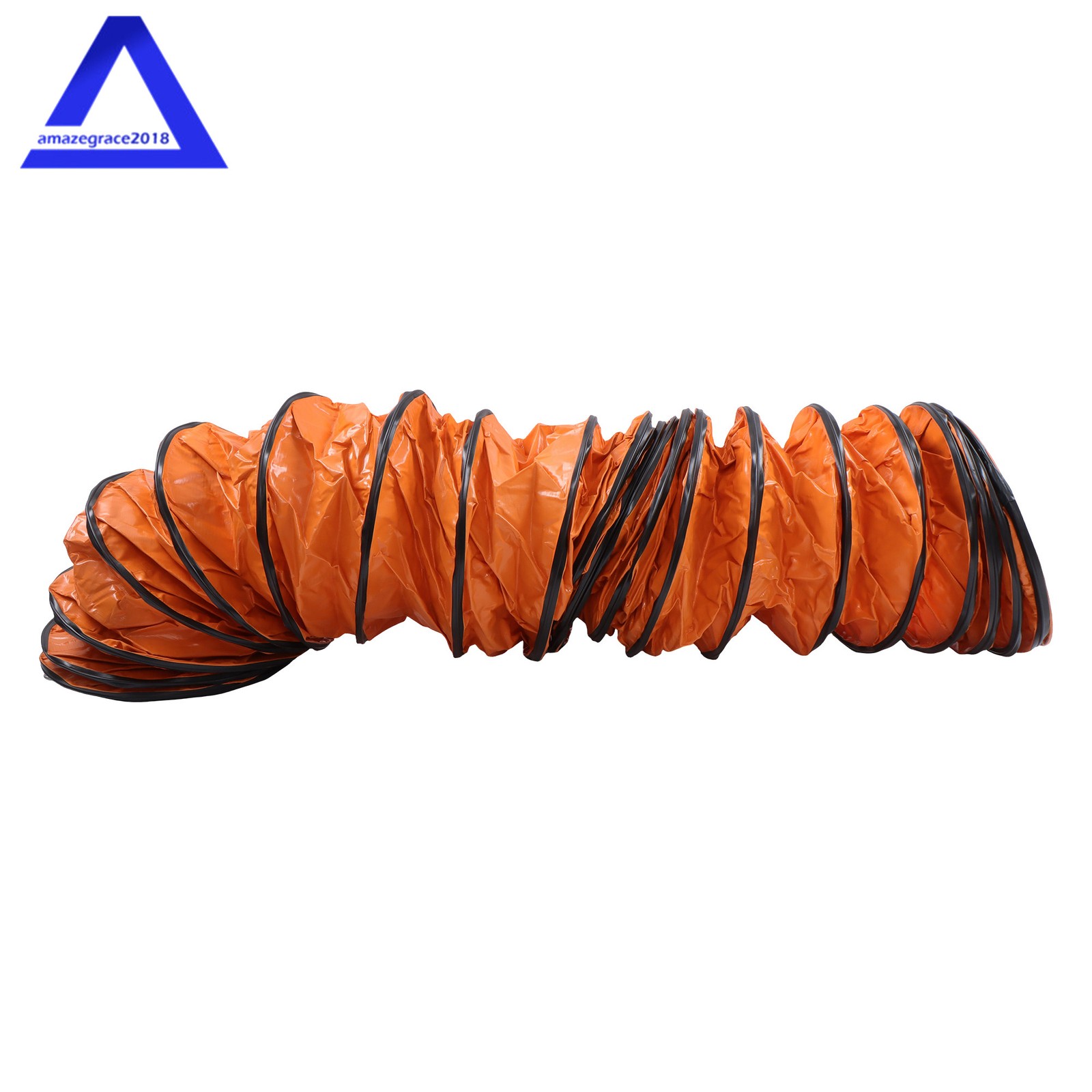 PVC Flexible Duct Hose for Ventilator Blower Fan w/ Rope & D-Ring 12″ × 16FT
