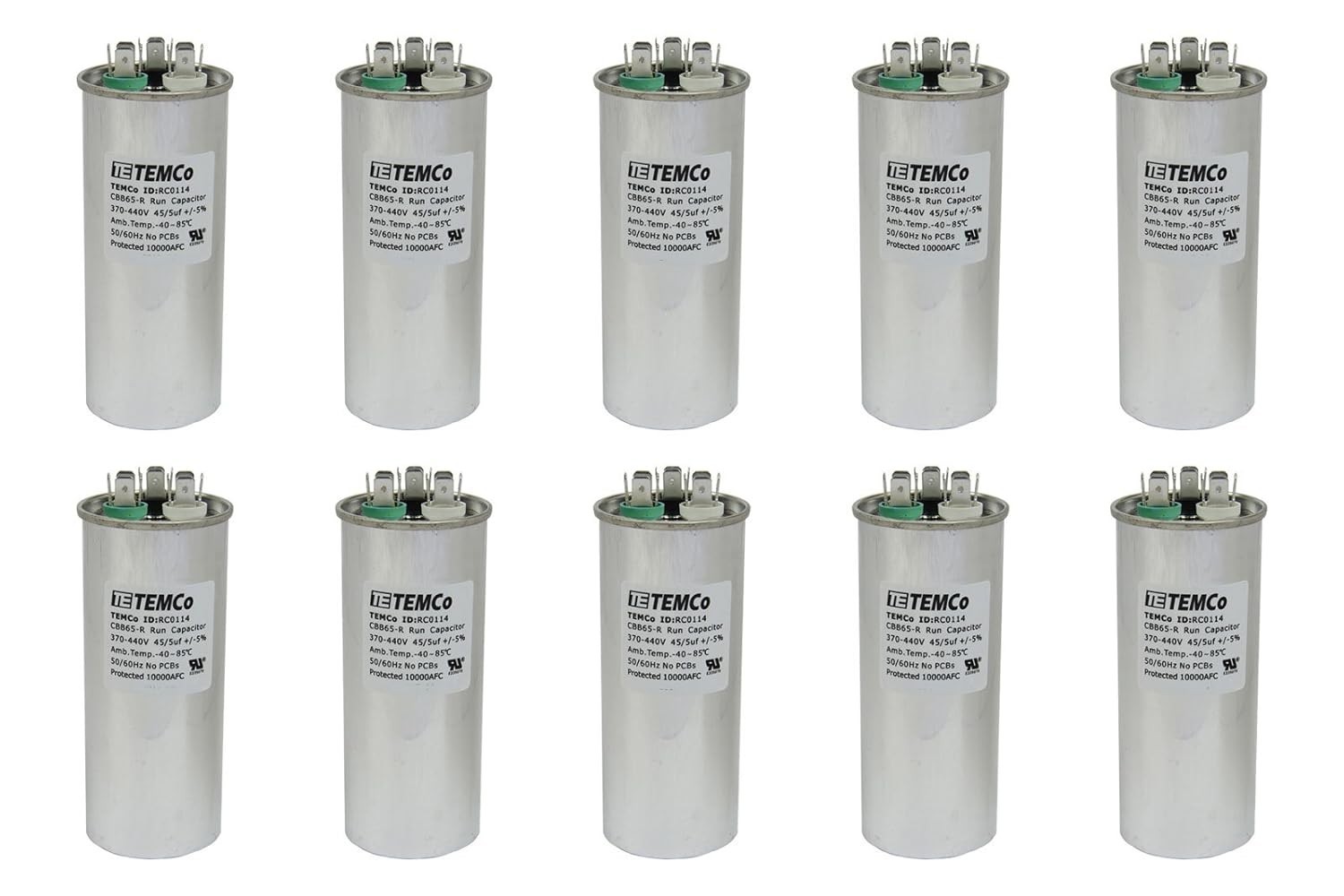 10 Pack TEMCo 45+5 uF Dual Run Capacitor
