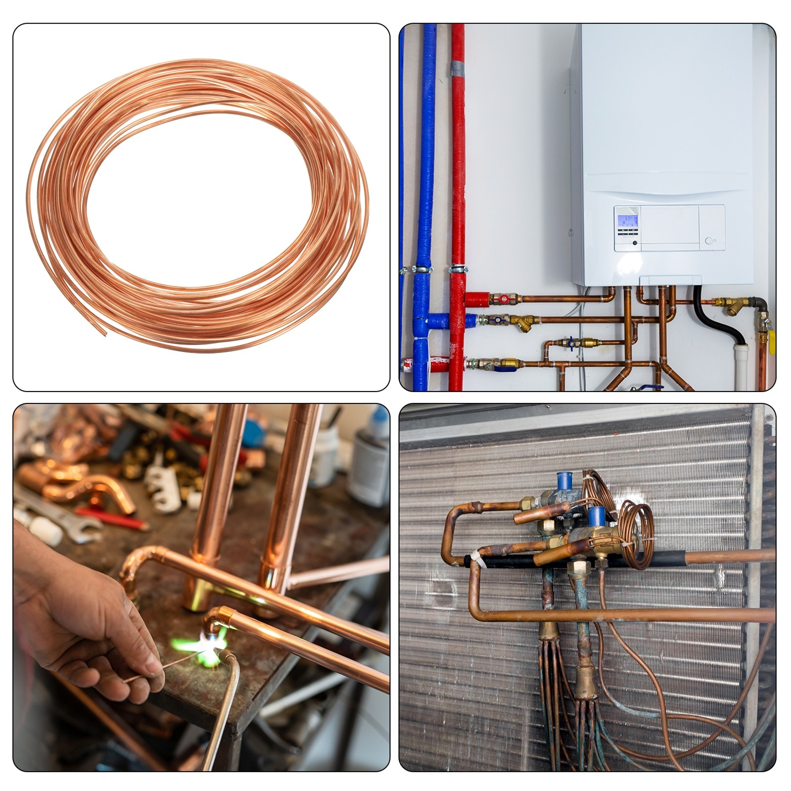 Copper Tube 1/8” OD x 49.2Ft Refrigeration Flexible Pipe Seamless Hollow