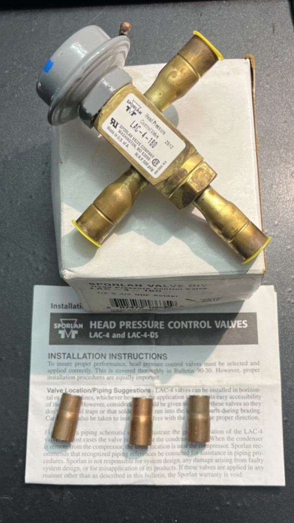 Sporlan LAC-4-180 Brass Copper Head Pressure Control Valve HVAC Refrigeration