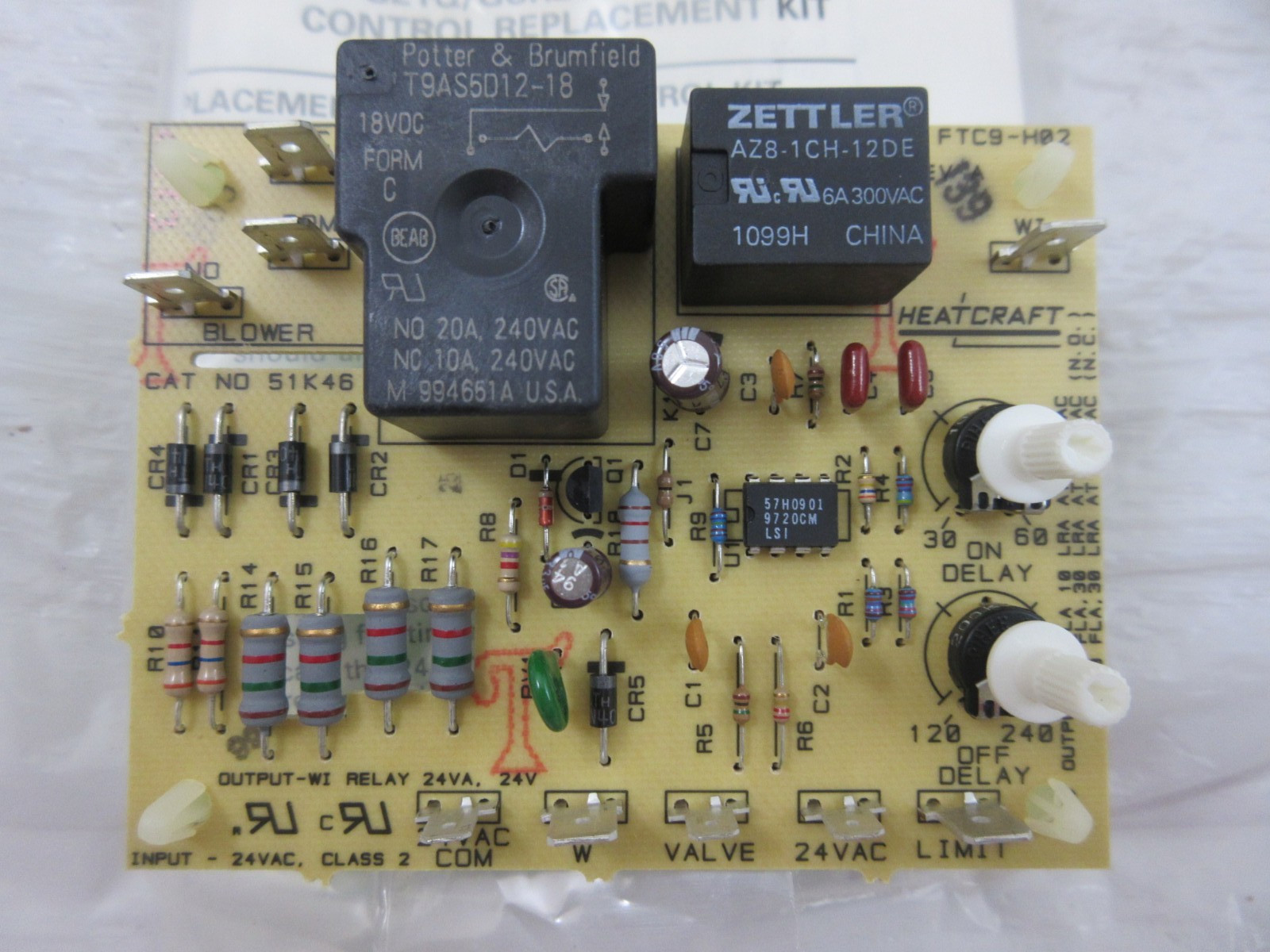 LENNOX PULSE FURNACE 51K46 HEATCRAFT FTC9-H02 FAN TIMER CONTROL BOARD