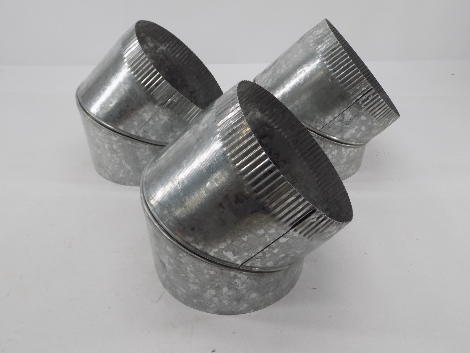 NEW LOT OF 3 HVAC 45 Degree Round Adjustable Duct Elbow Galvanized Steel 8″