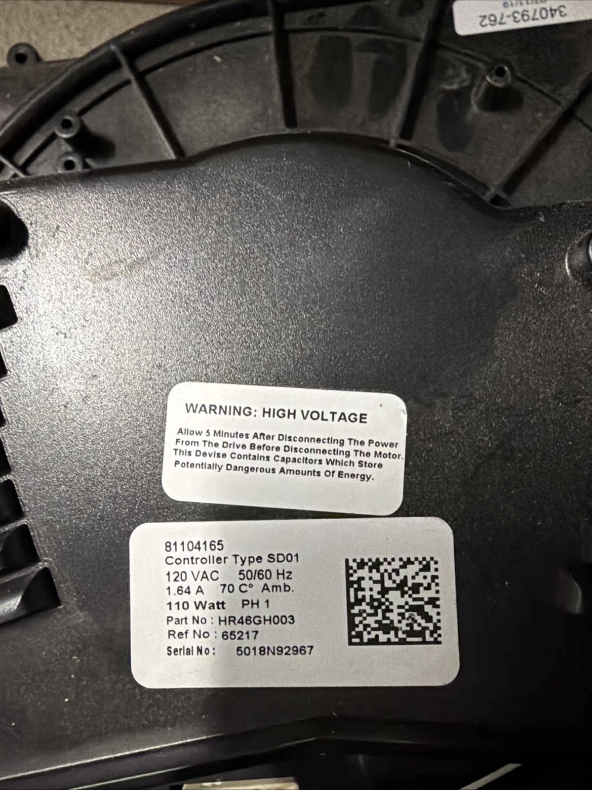 Carrier Bryant HR46GH003 OEM Inducer Motor Assembly 81104165 120 VAC used #MS140