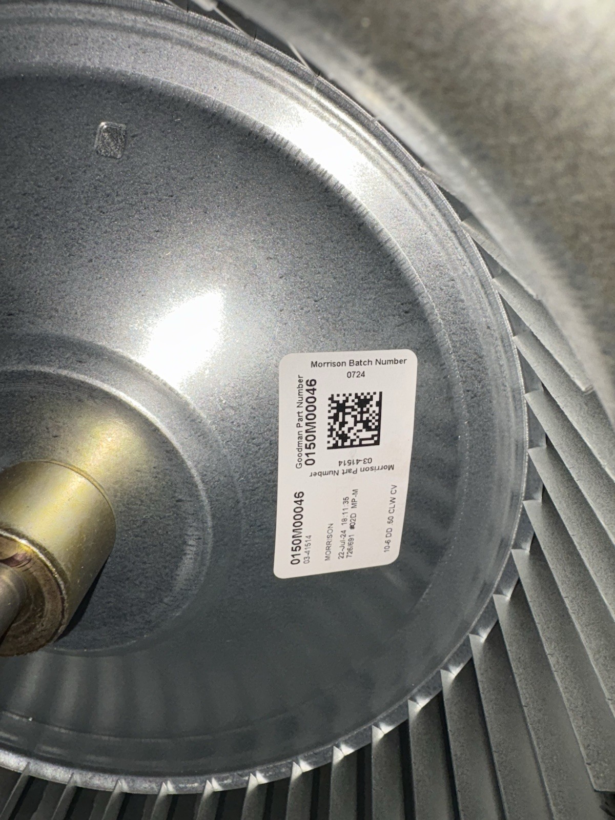 Goodman Blower Assembly 0271A00658 + 0131M01034, Blower Motor 1/3 HP 1050RPM