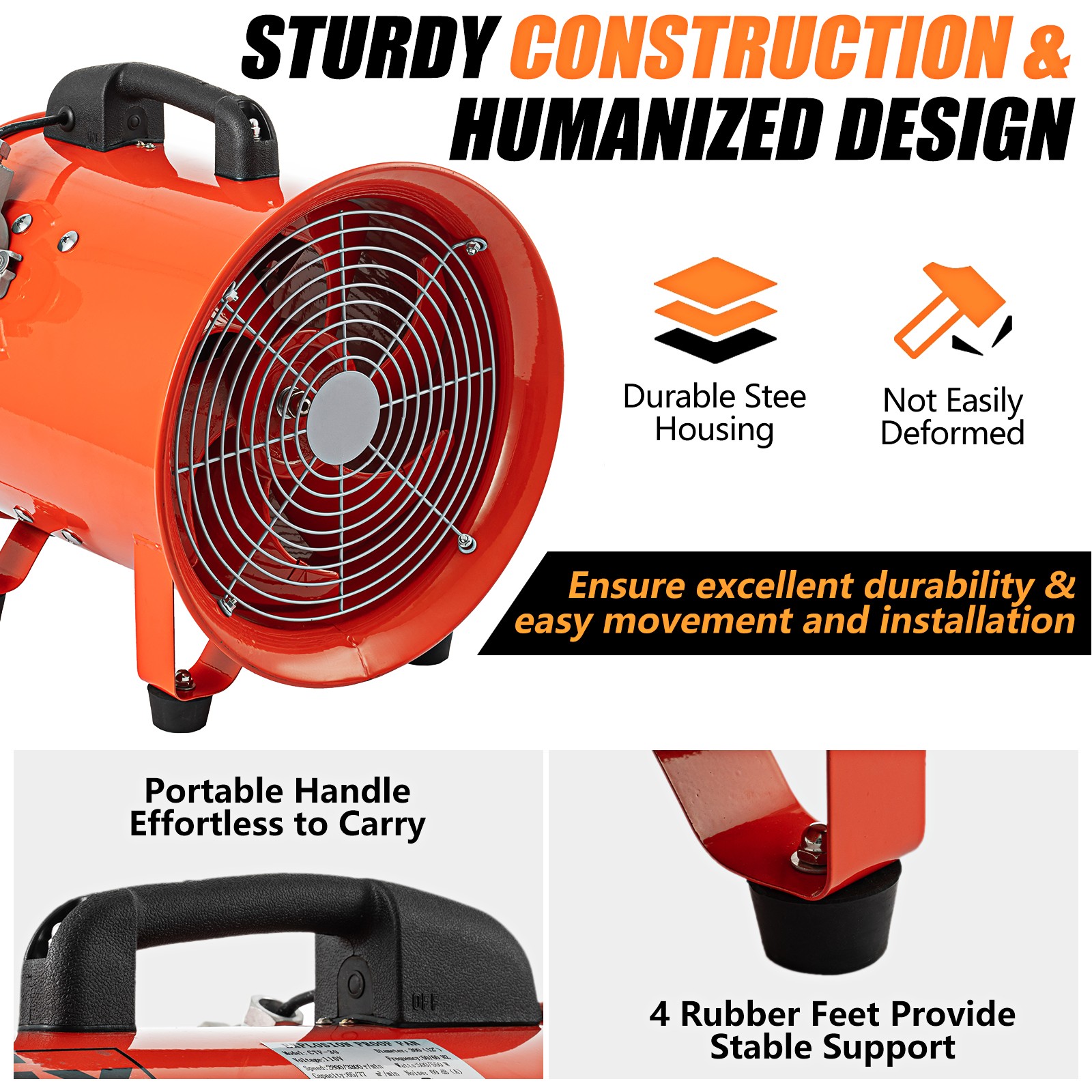 Industrial Explosion Proof Ventilator 12″ Extractor Blower Fan w/ 25ft Duct Hose
