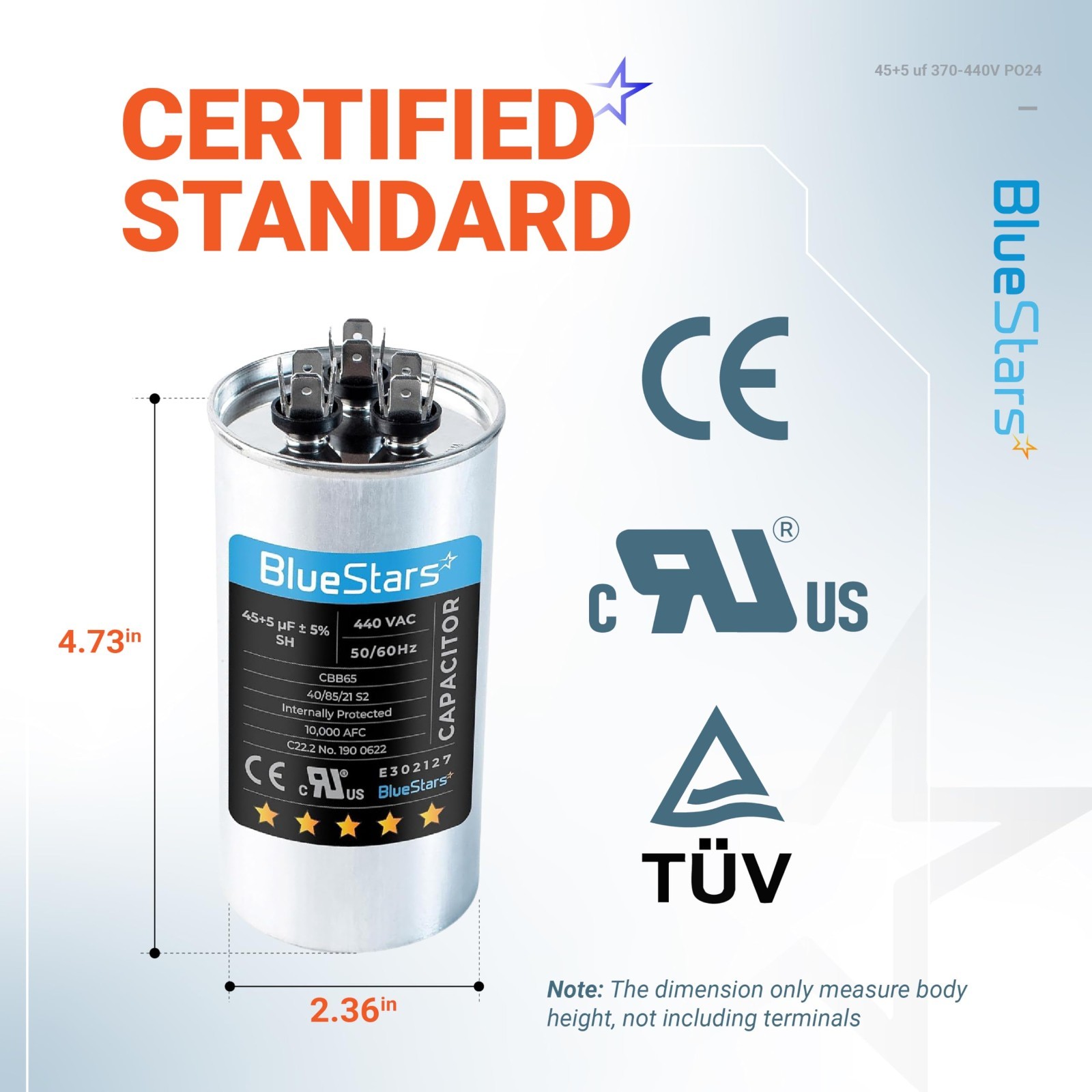 2 Pack 45+5 uF Dual Run Capacitor 370V/440V for AC Motor & Fan Start – CBB65