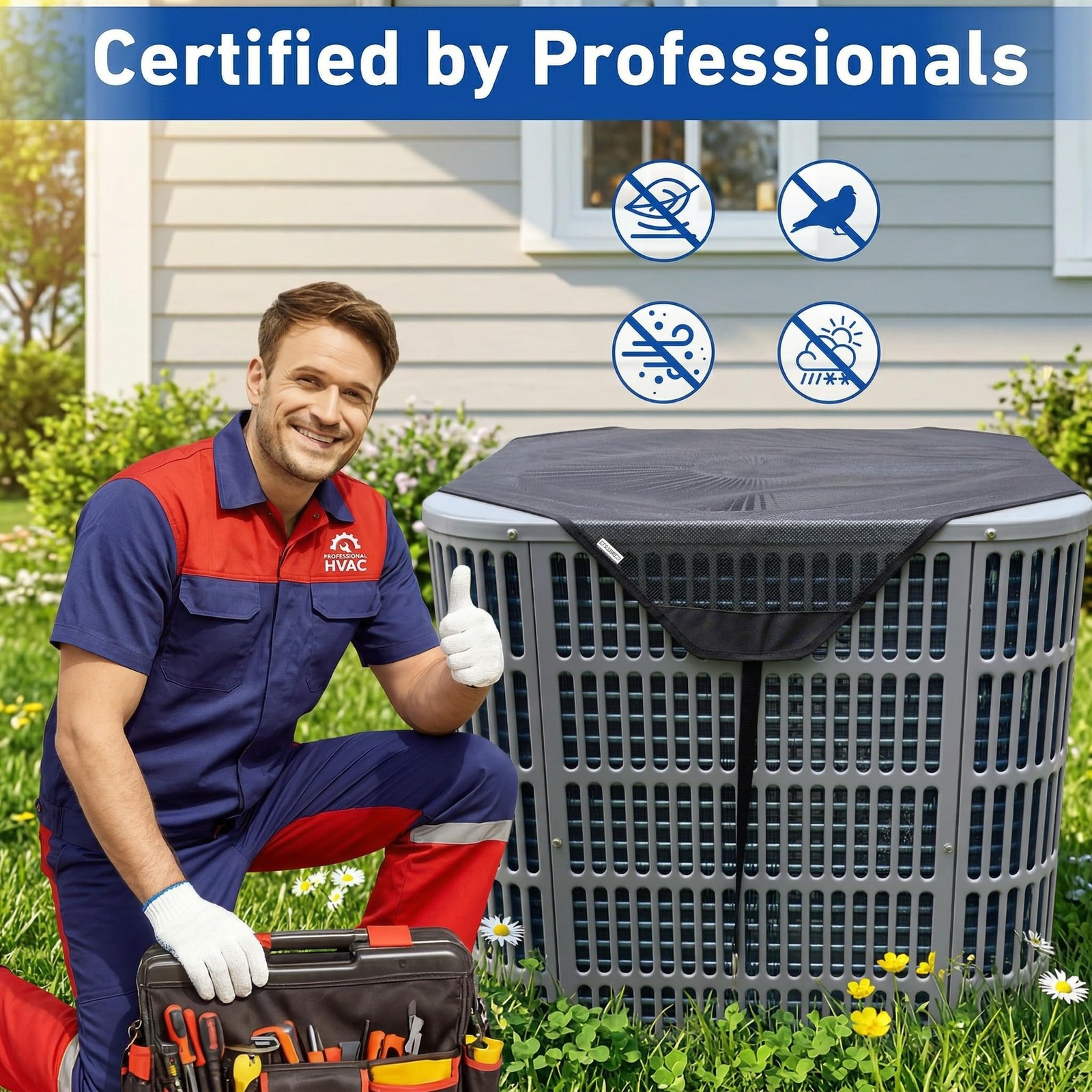 COVERTIFY Central Air Conditioner Covers for Outside, 36”x36”, Black