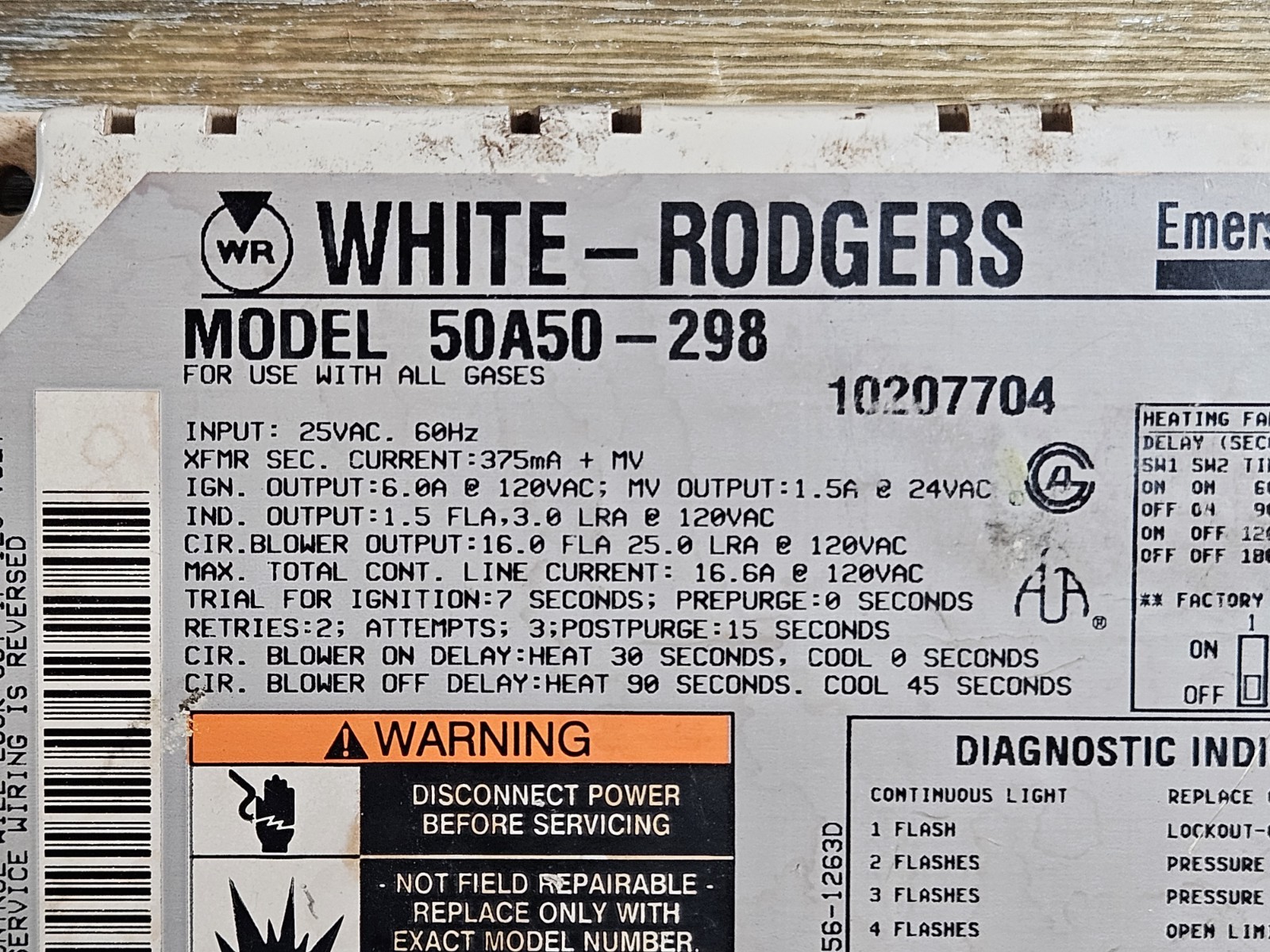 Goodman White Rodgers 50A50-298 Gas Furnace control board 10207704 Free Shipping