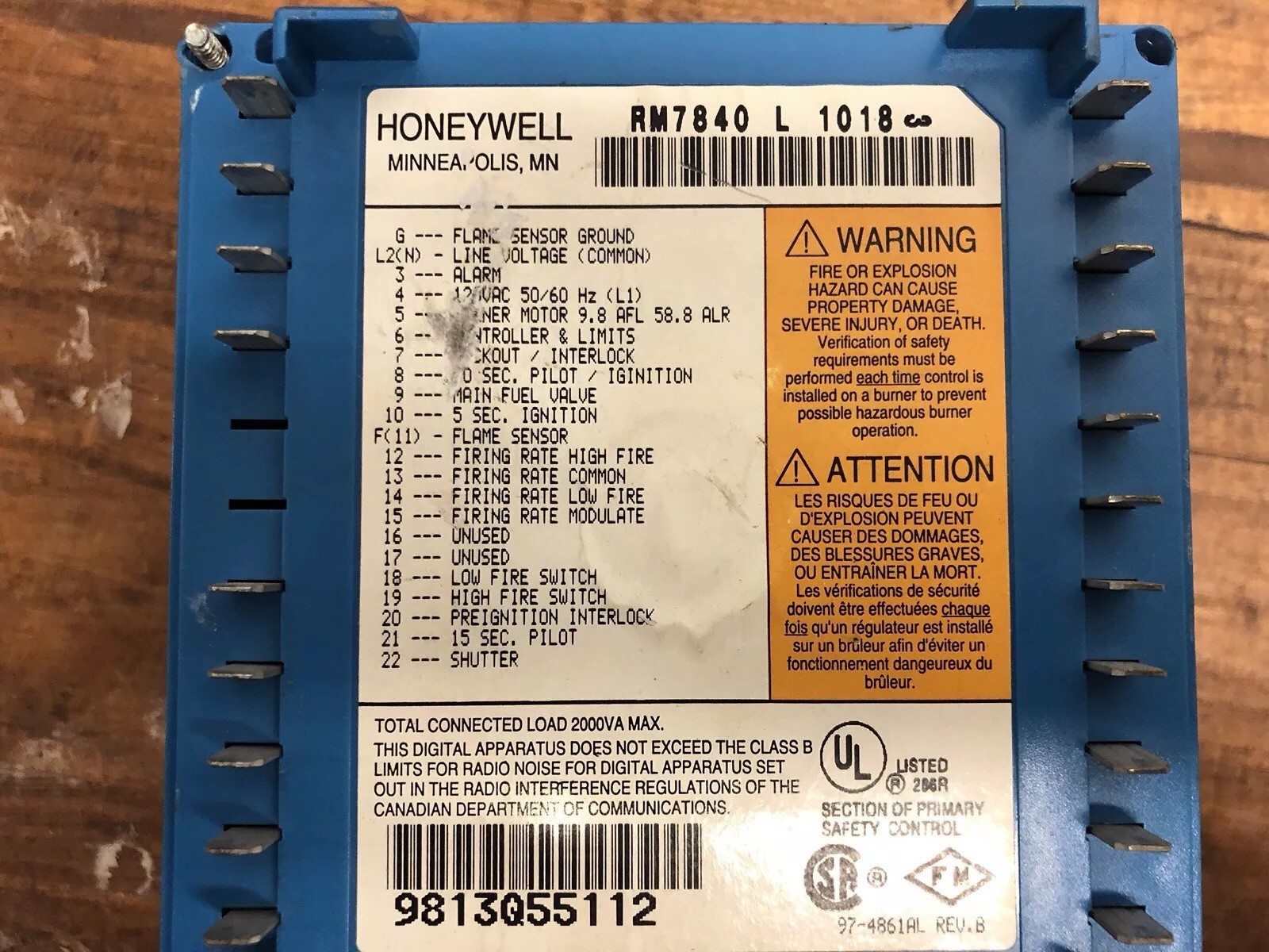 Honeywell burner control RM7896C,RM7840L,RM7890A