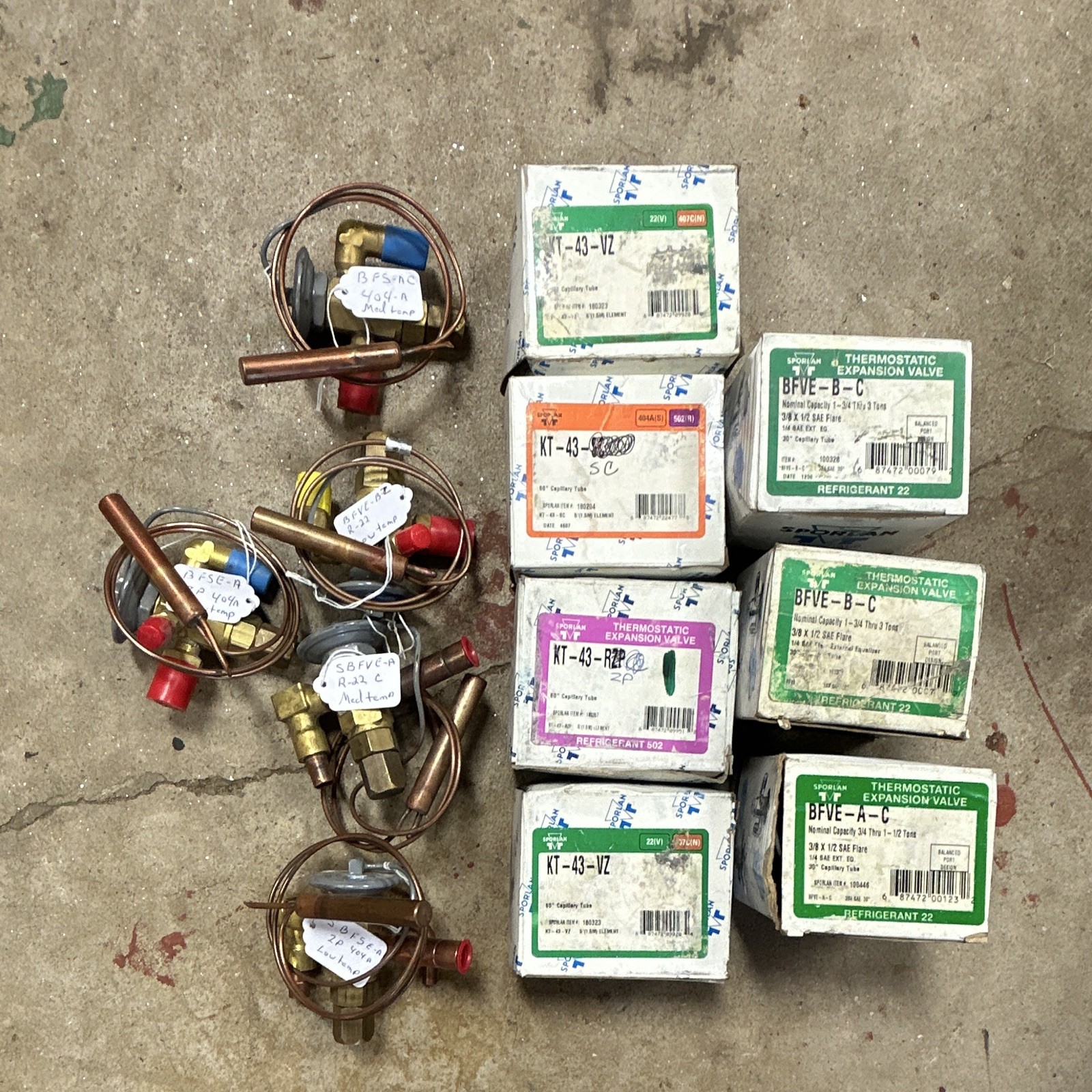 Sporlan TXV Lot 4 New Power Heads 3 New Valve In Box 5 Assorted No Box