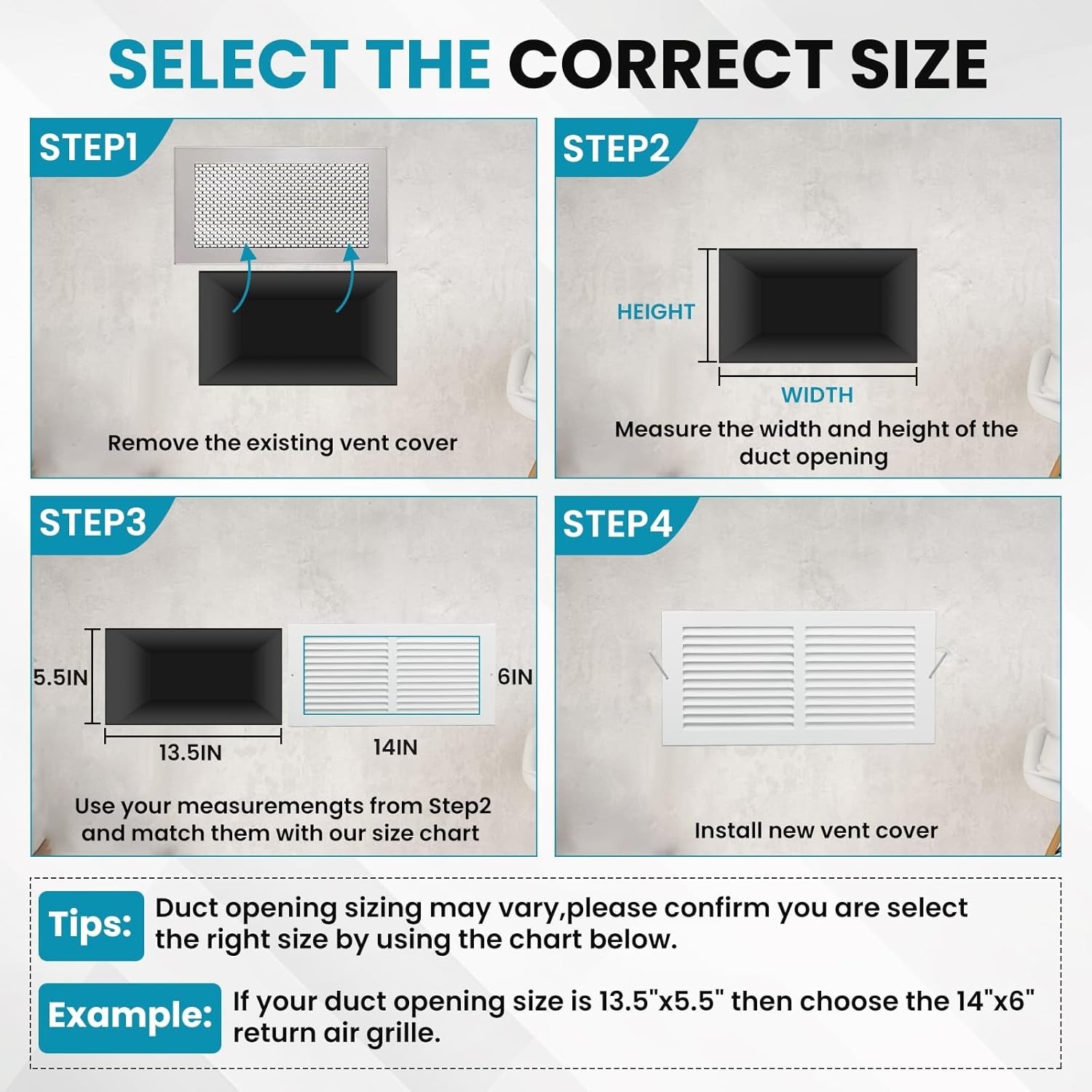 Steel Return Air Vent Cover 14×6 for Ceiling & Wall White HVAC Grille Durable…