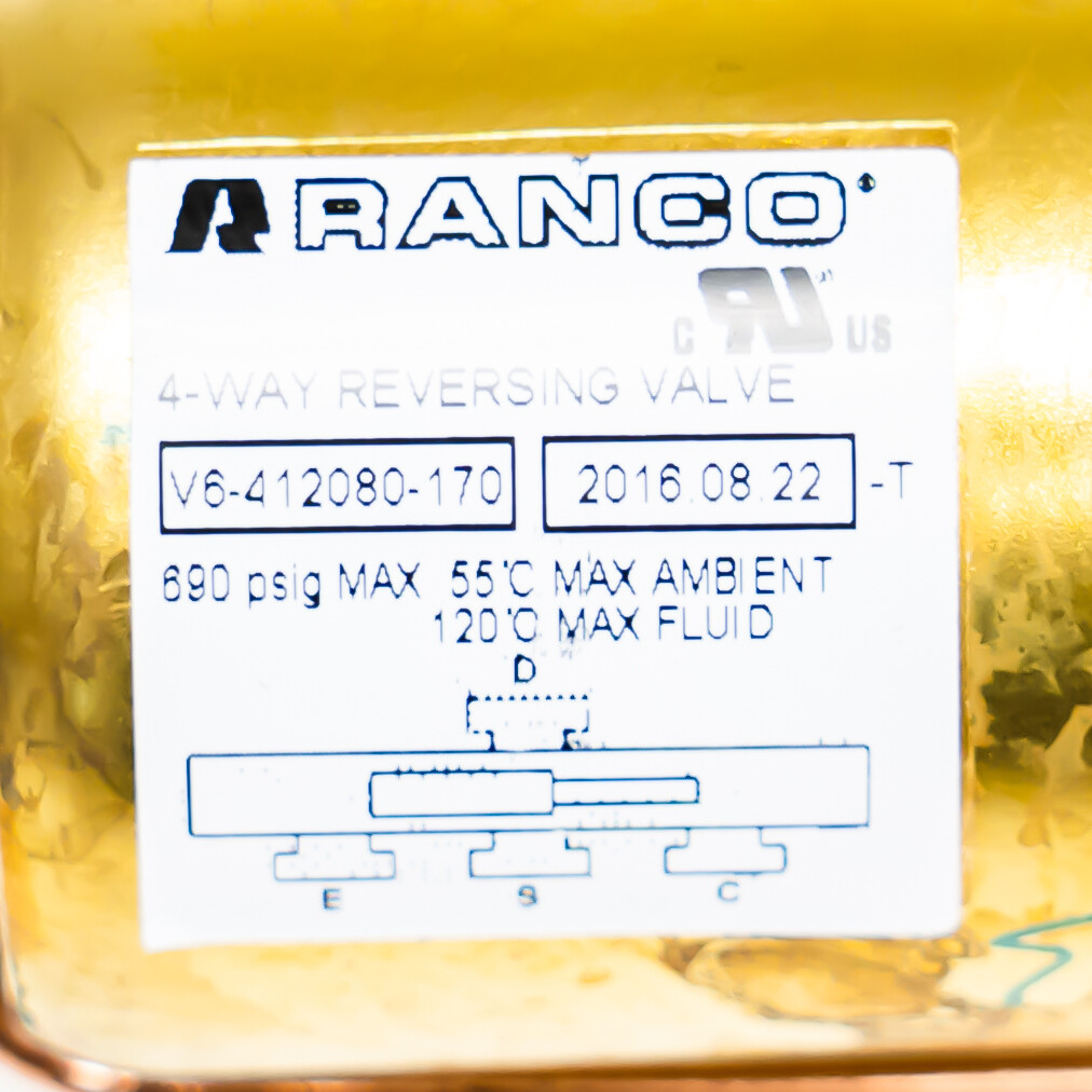 Ranco V6-412080-170 Refrigerant Heat Pump Reversing Valve 3/4 in x 1/2 in 6 tons
