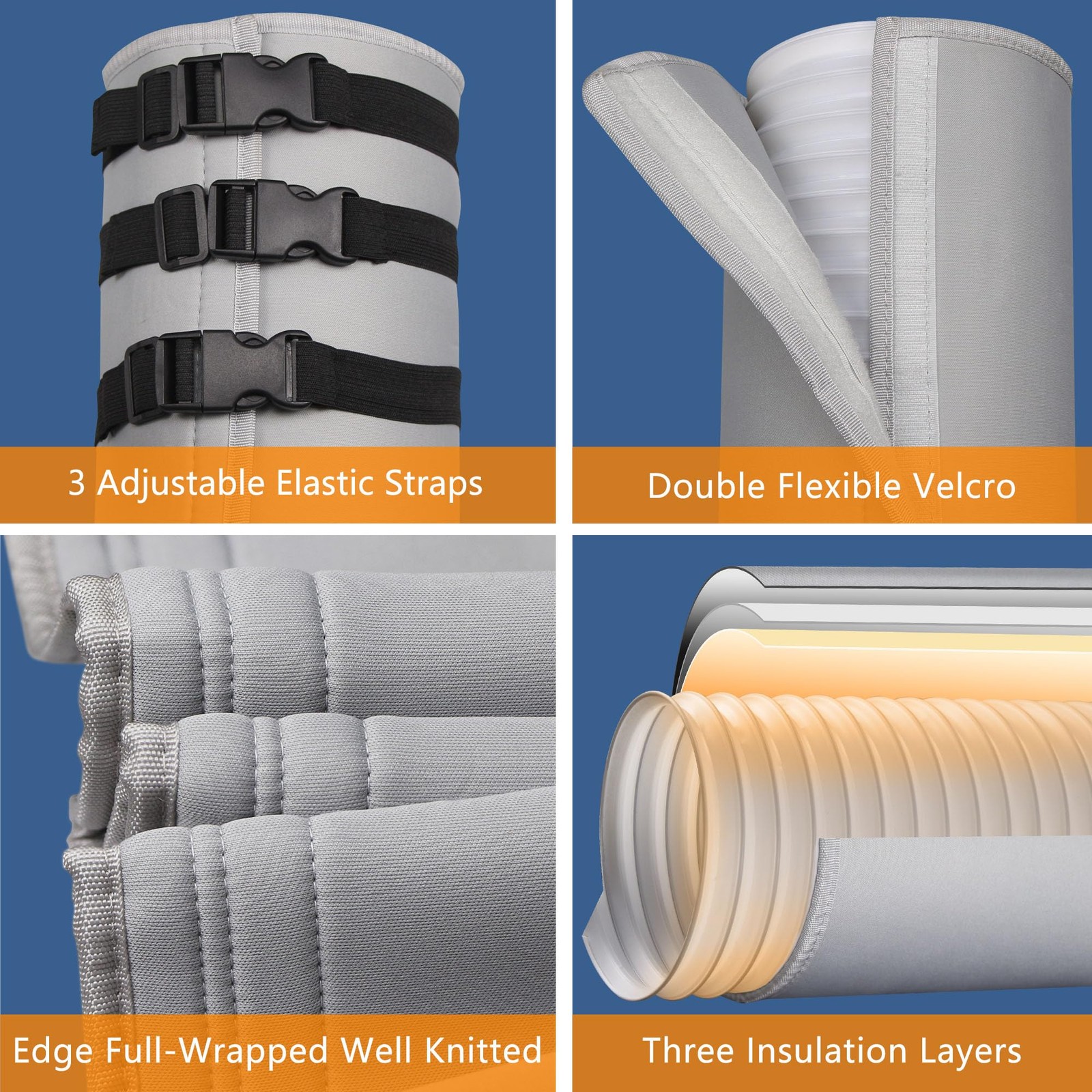 Portable AC Hose Insulation Sleeve, Air 1 Pack, Light Gray
