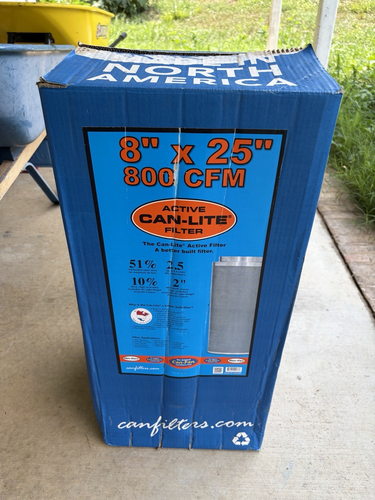 New Can-Lite 8 X 25 Active Carbon Air Can Filter 800 CFM Canada Odor Control