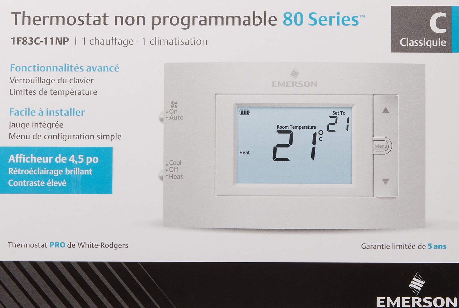 Emerson 1F83C-11NP Conventional (1H/1C) 6.3″ x 6″ x 4.25″, White