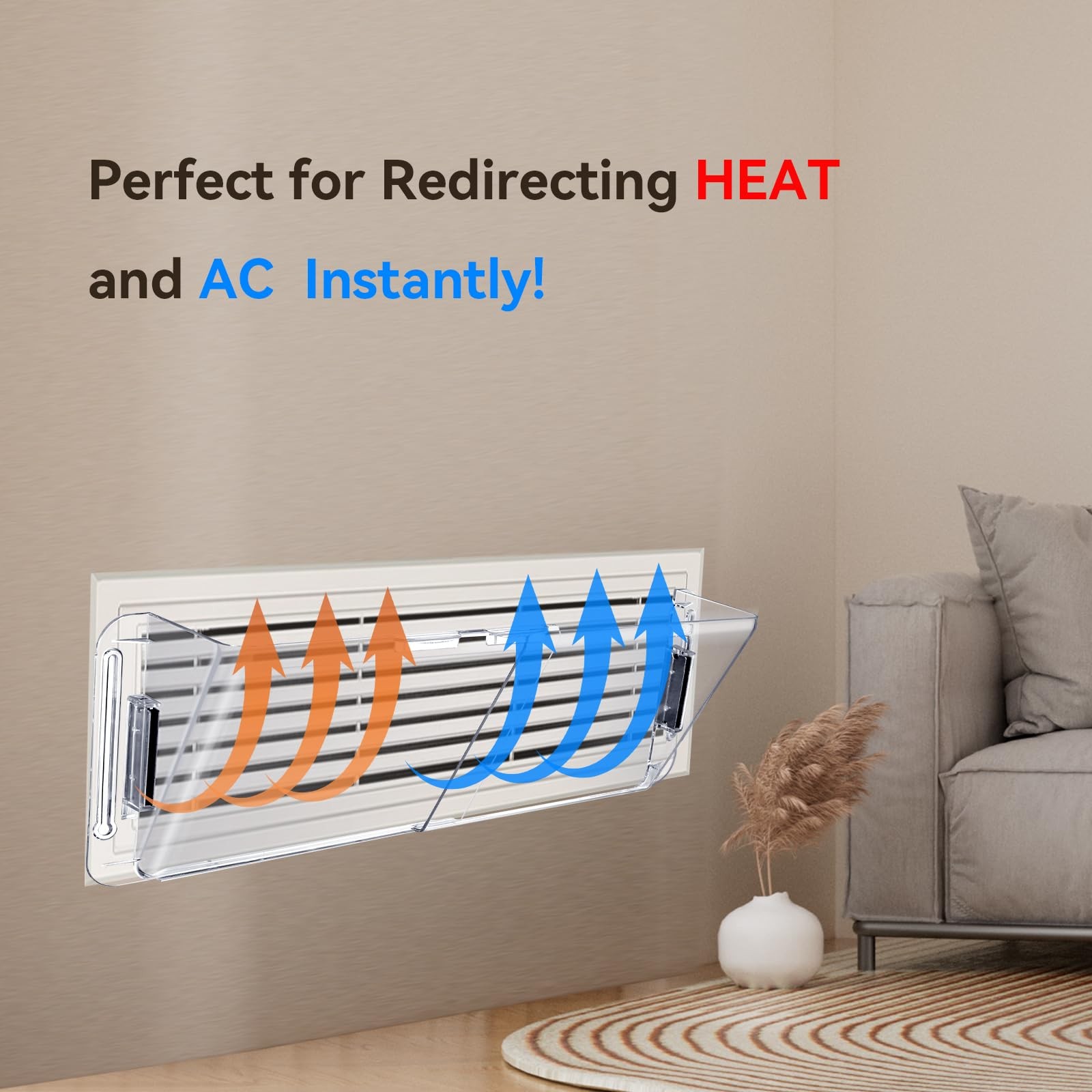 Adjustable Air Vent Deflector for AC,Ceiling, Wall, Floor, 9” to 14”…
