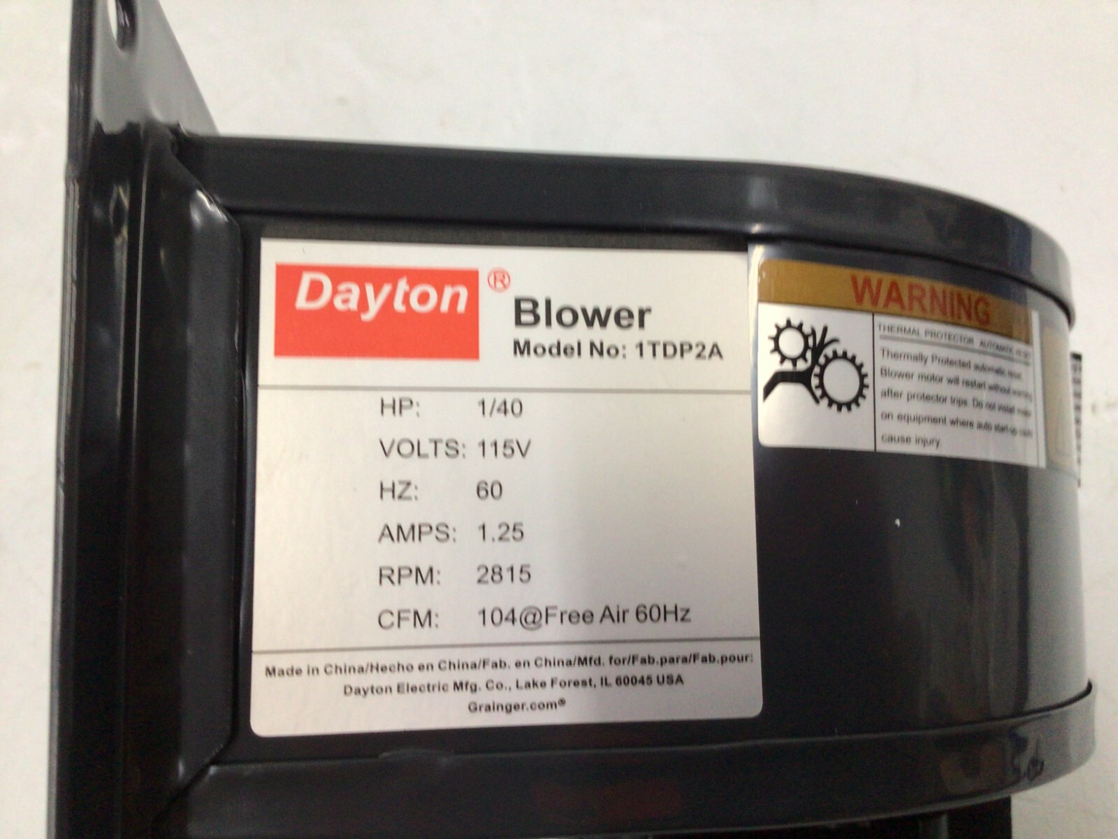 Dayton – 1Tdp2 Rectangular Oem Blower, 2836 Rpm, 1 Phase, Direct Drive, Steel 1