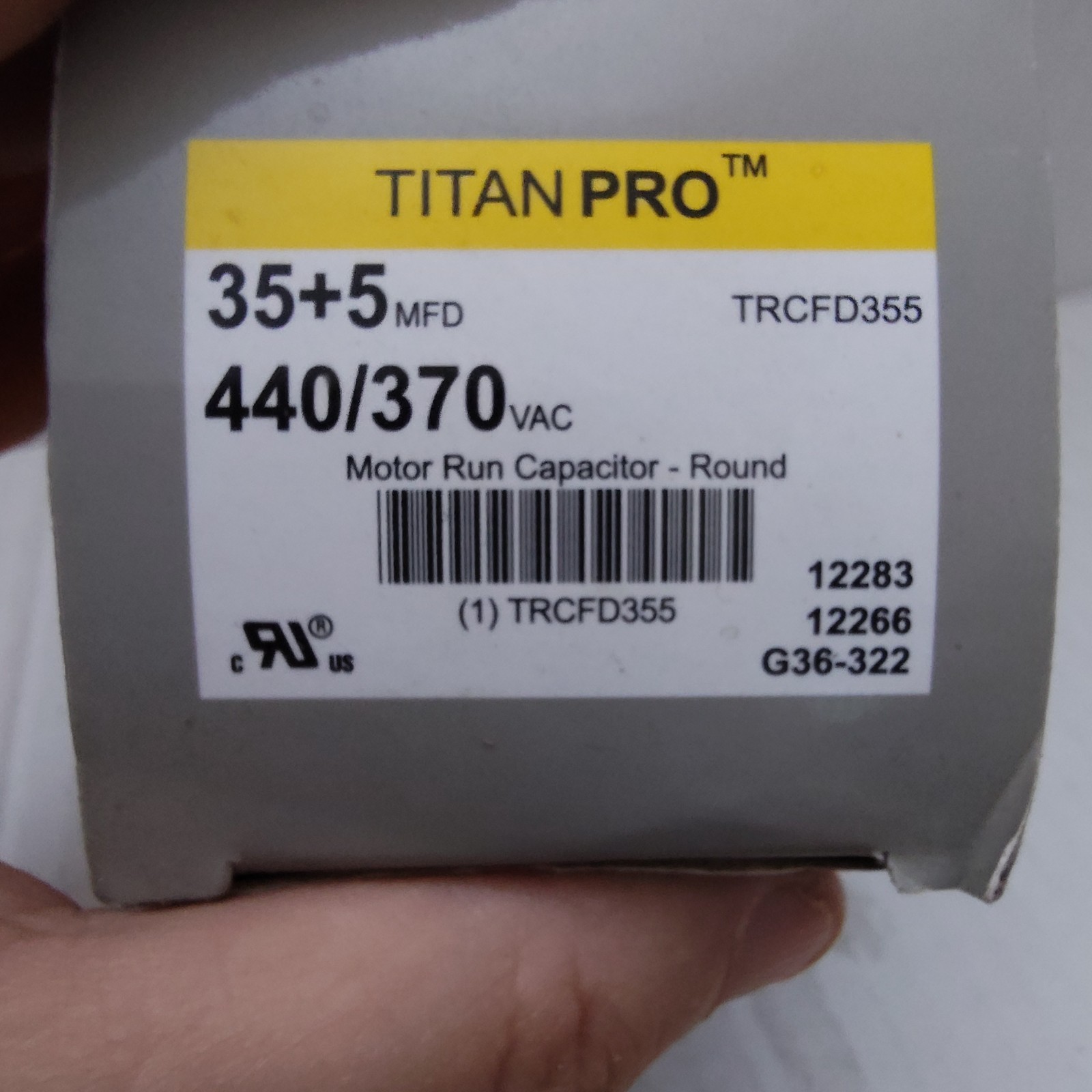 Titan Pro 35+5 MFD 440/370V Round Dual Run Capacitor TRCFD355 HVAC Motor Run AC