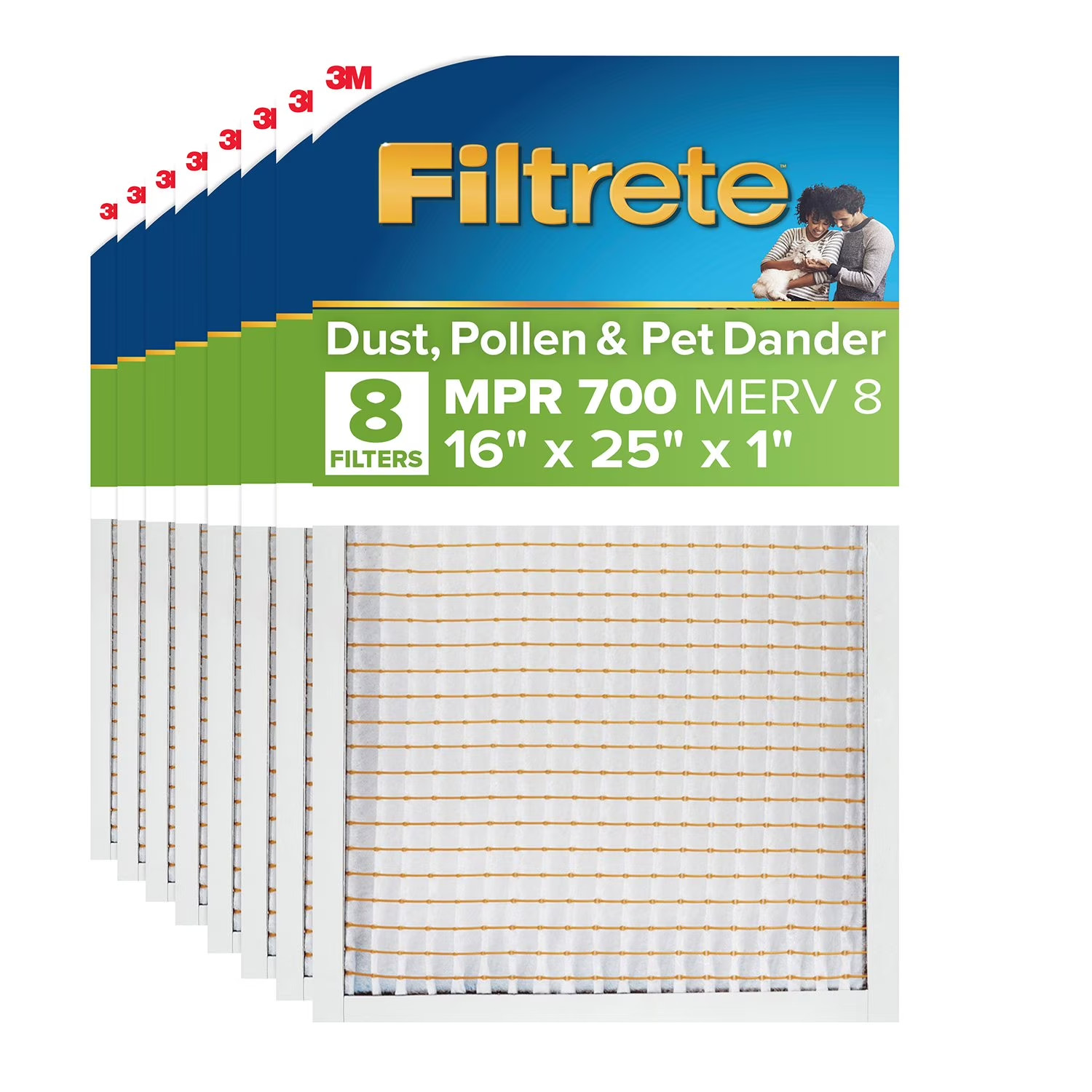 8-Pk 3M Filtrete 16x25x1 AC Furnace Air Filter, MERV 8, MPR 700 NEW (11A)