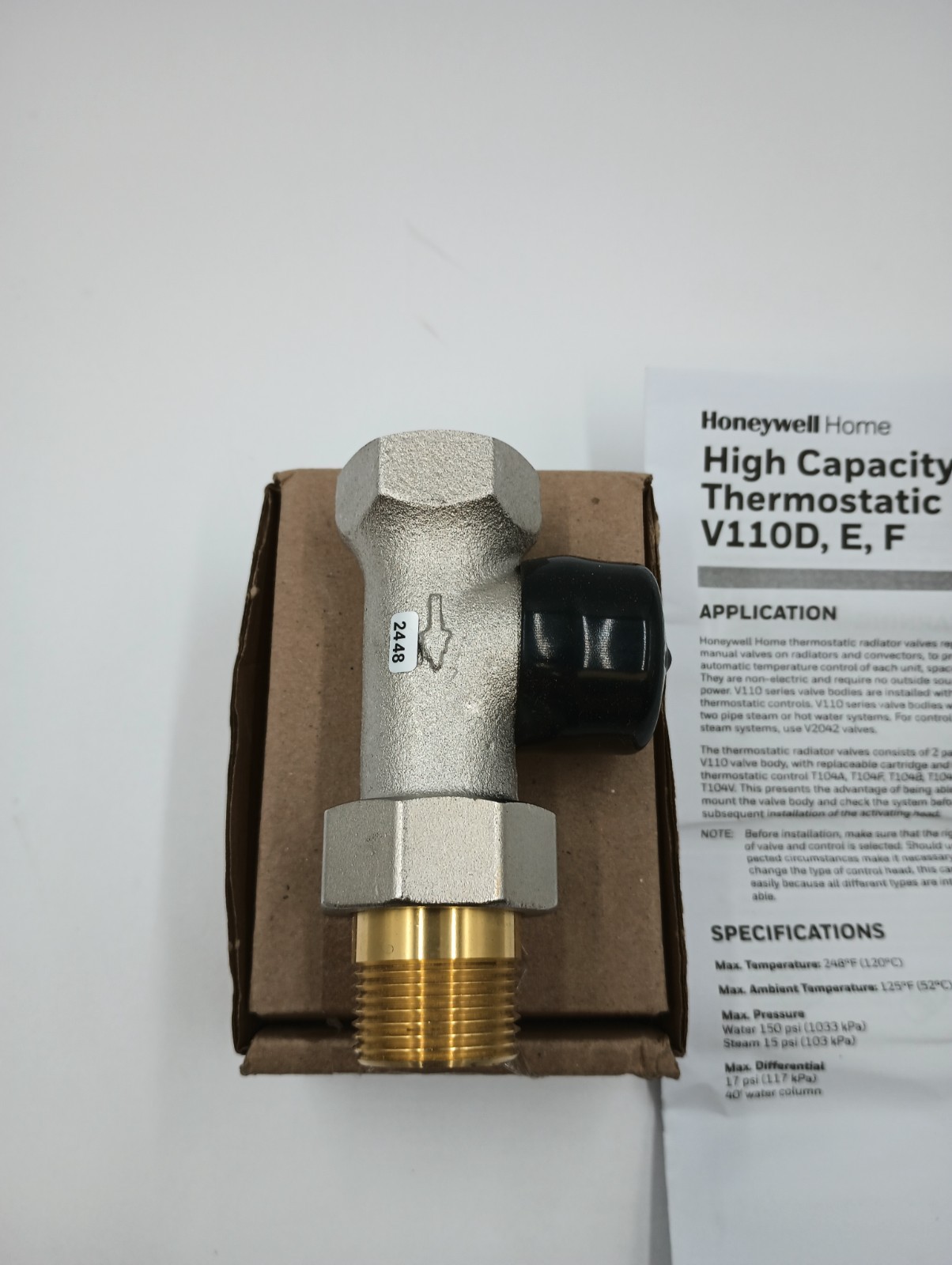 HONEYWELL V110D1016 THERMOSTATIC 1″ STRAIGHT VALVE FOR HIGH CAPACITY RADIATOR