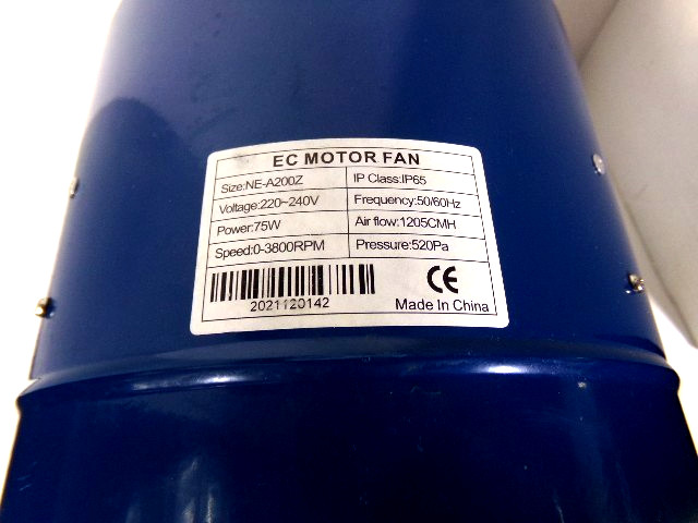 EC MOTOR FAN NE-A200Z 220-240V AIR FLOW 1205CMH 0-3800 RPM