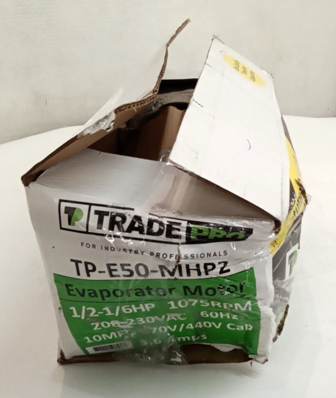 TradePro TP-E50-MHP2 Evaporator Motor 1/2-1/6HP 1075 Rpm 208-230VAC 3.6A 3-Speed
